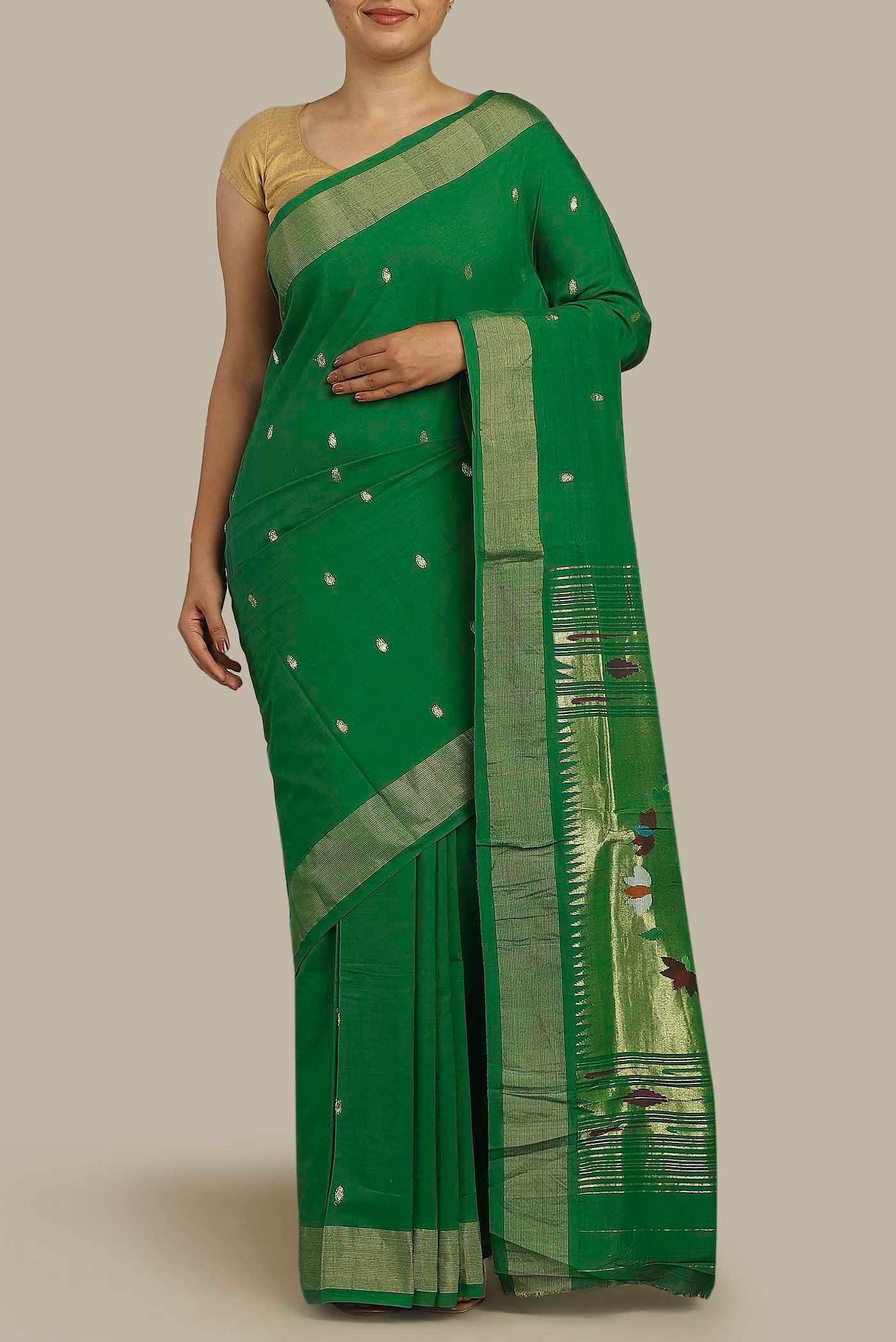 Green Paithani Cotton Saree