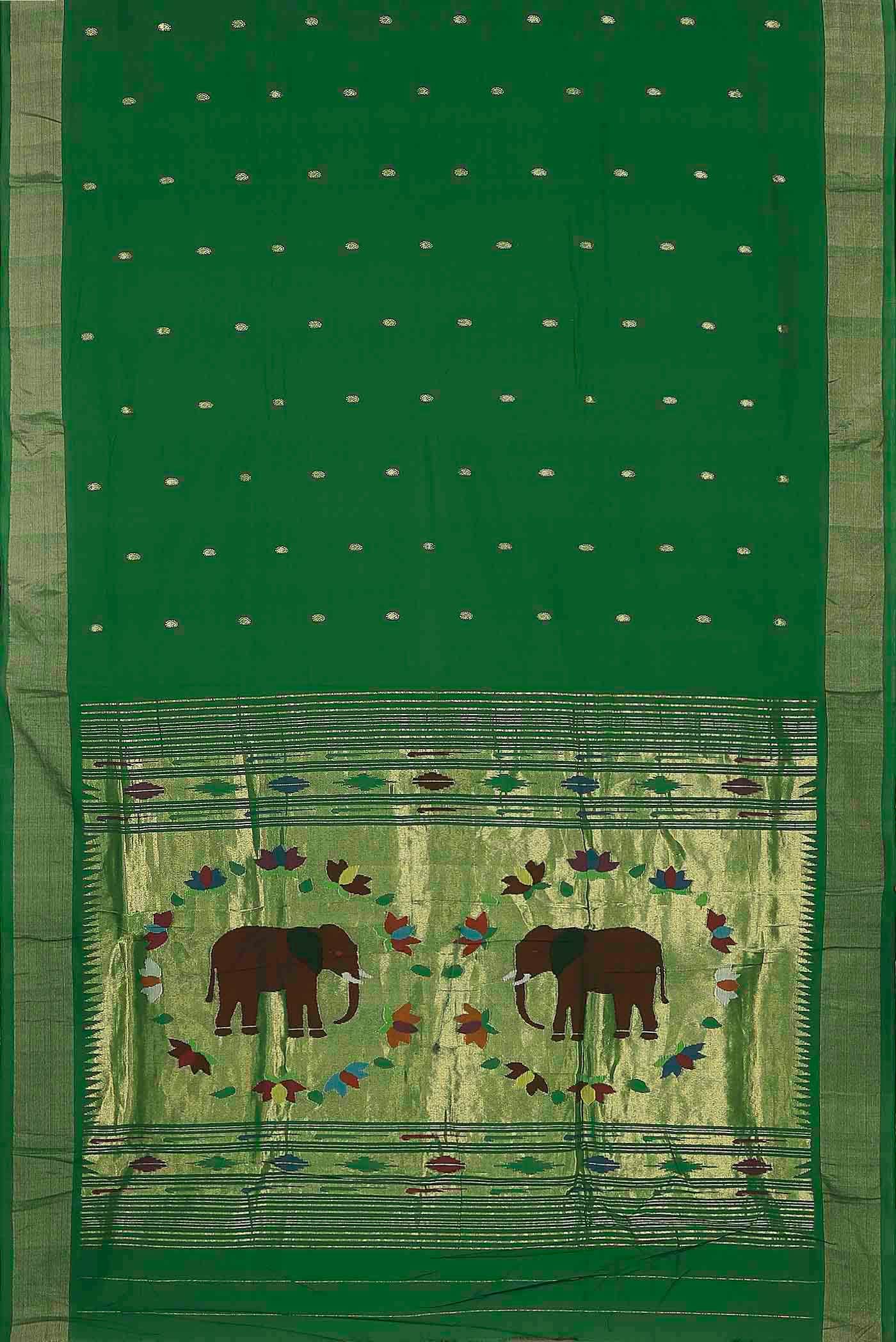 Green Paithani Cotton Saree