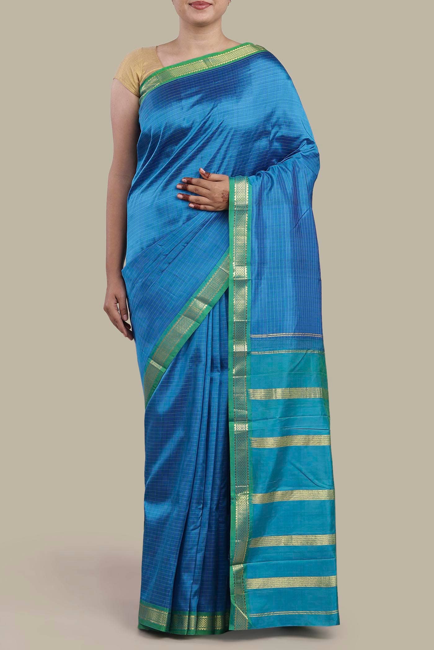 Blue Kanchipuram Silk Saree