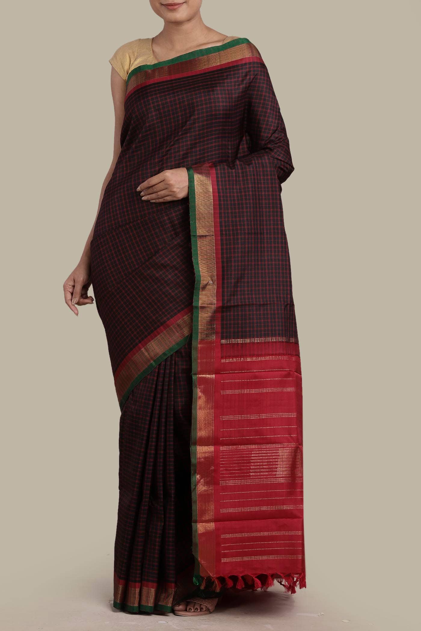 Black Kanchipuram Silk Saree