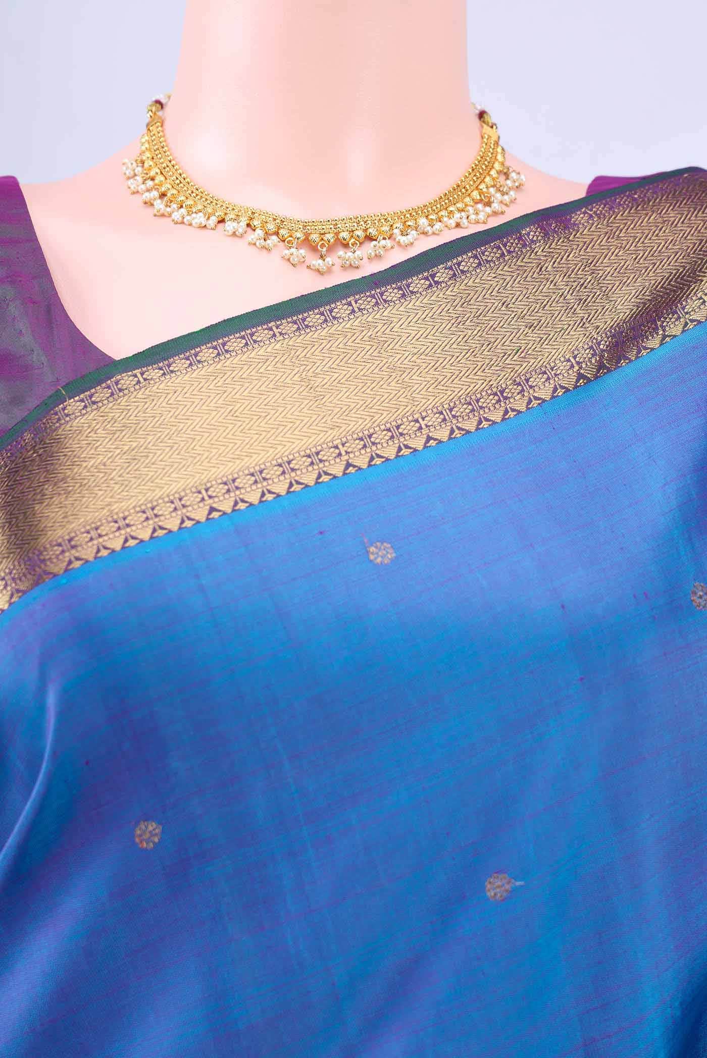 Blue Dual Tone Kanchipuram Silk Saree