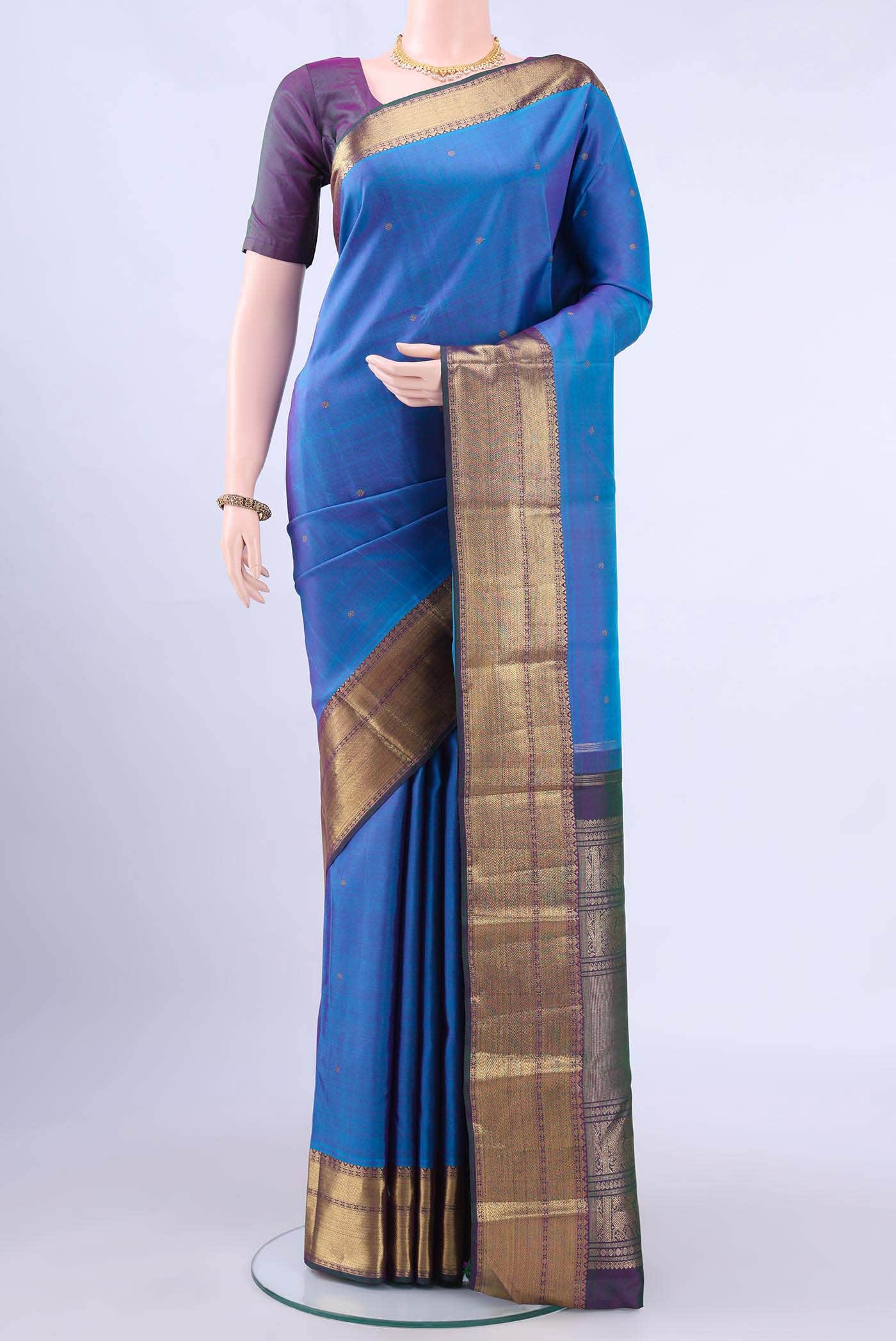 Blue Dual Tone Kanchipuram Silk Saree