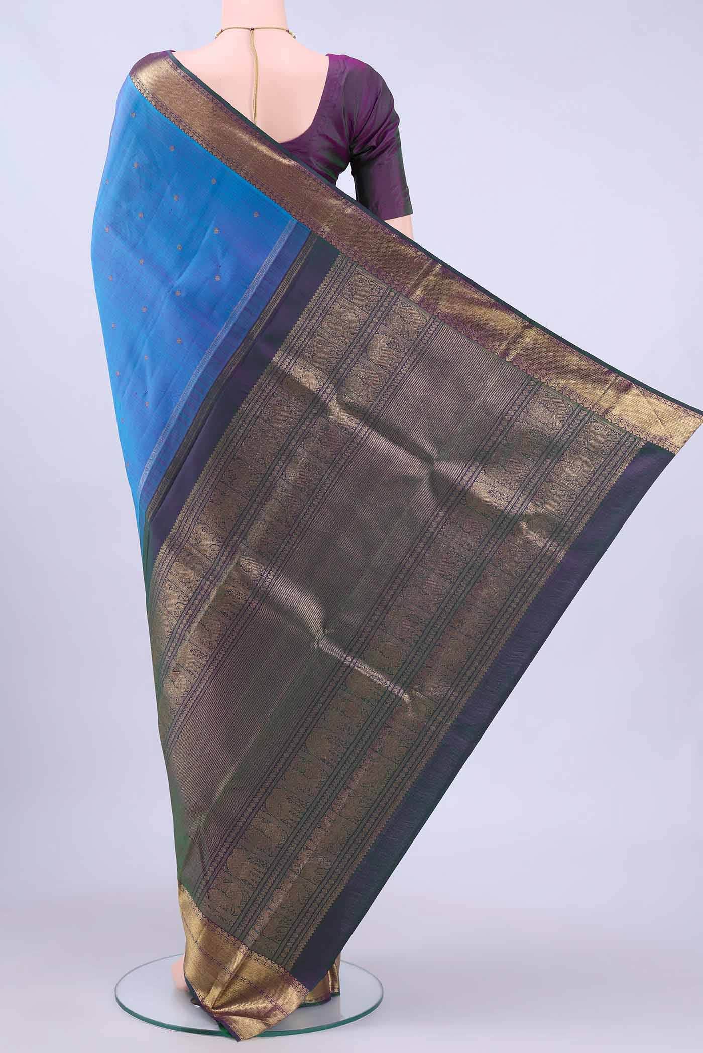 Blue Dual Tone Kanchipuram Silk Saree
