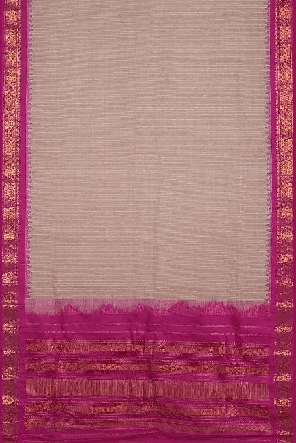 Beige Gadwal Silk Cotton Saree