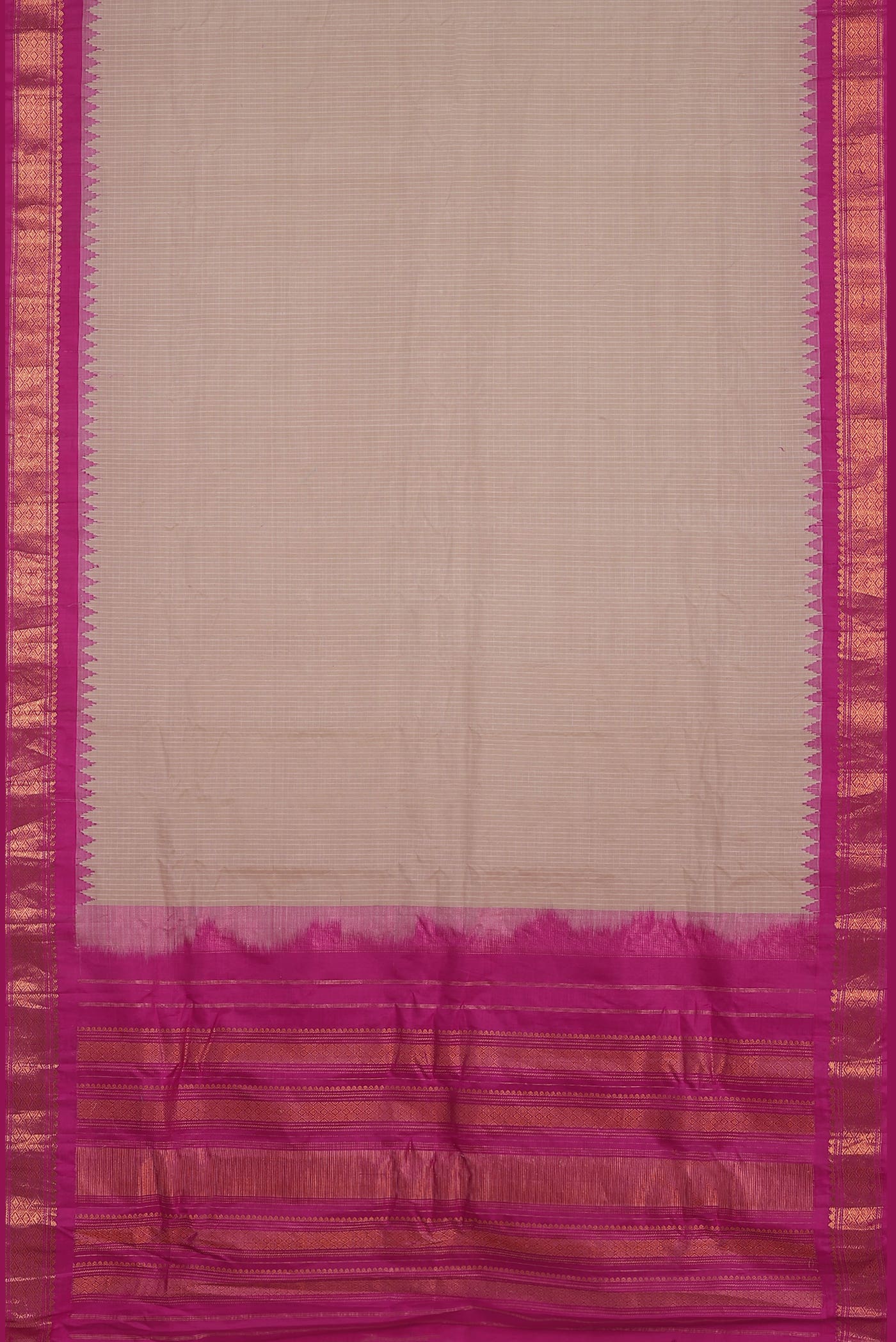 Beige Gadwal Silk Cotton Saree