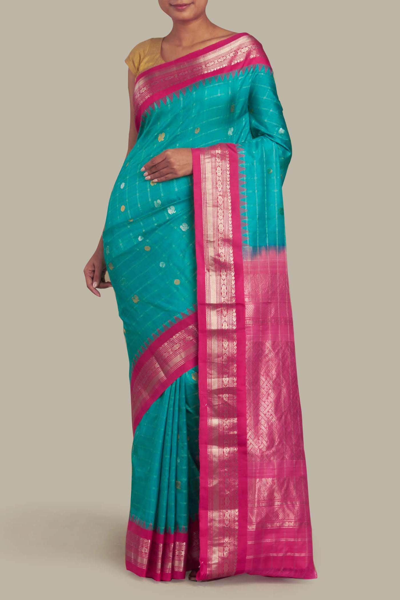 Blue Gadwal Silk Saree
