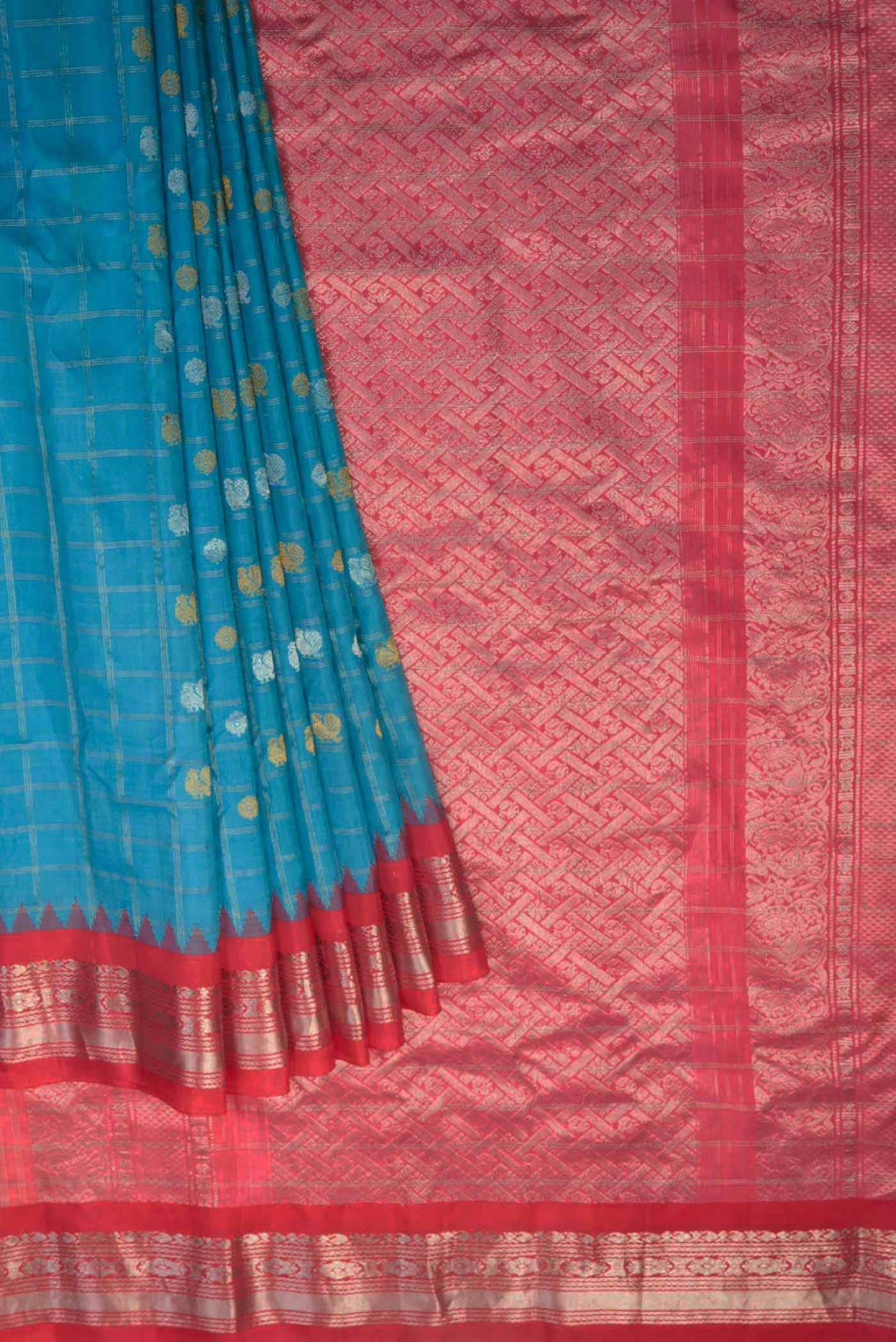 Blue Gadwal Silk Saree