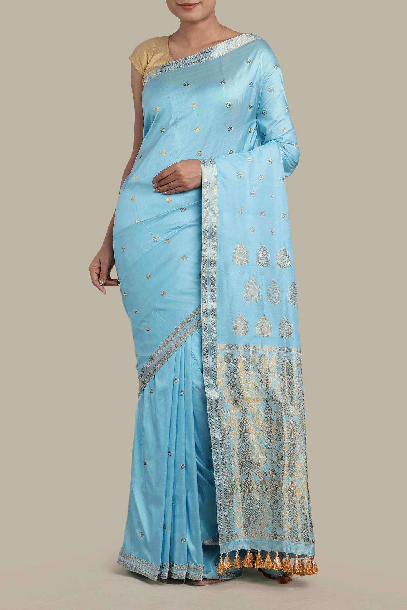 Blue Assam Silk Saree