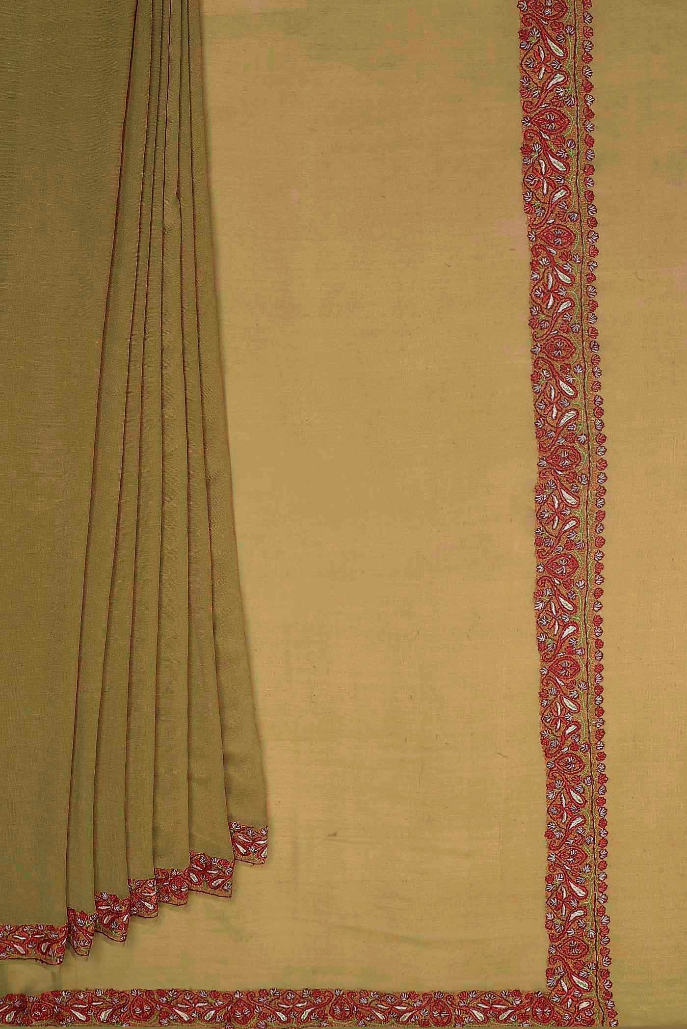Dark Beige Georgette Saree