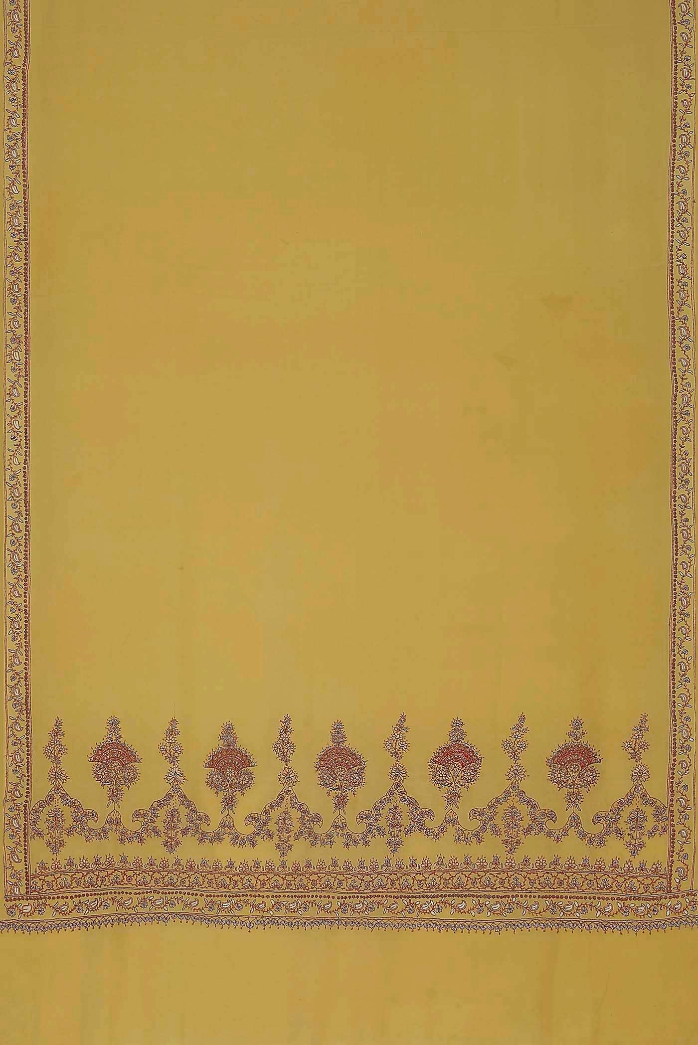 Yellow Crepe Saree