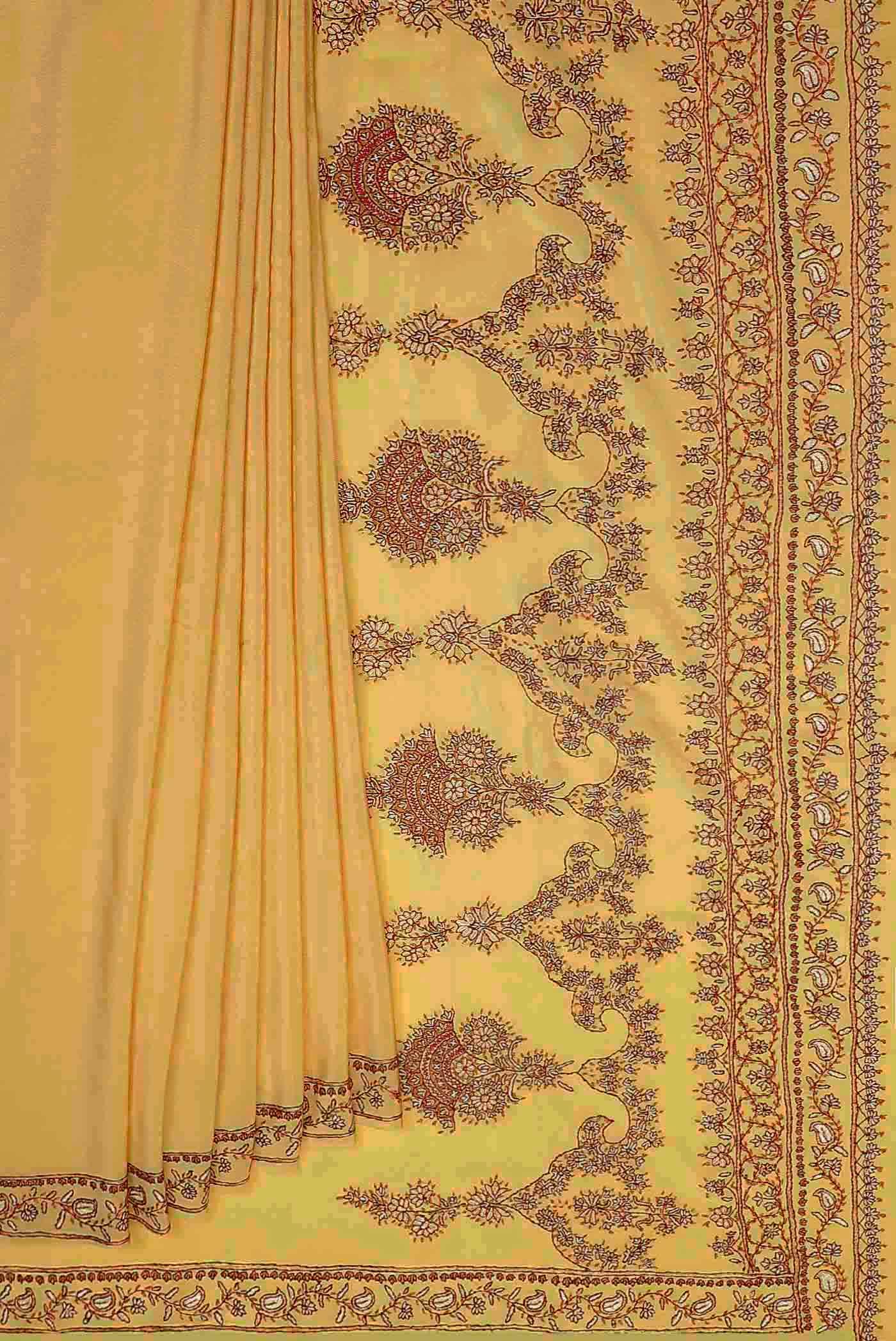 Yellow Crepe Saree