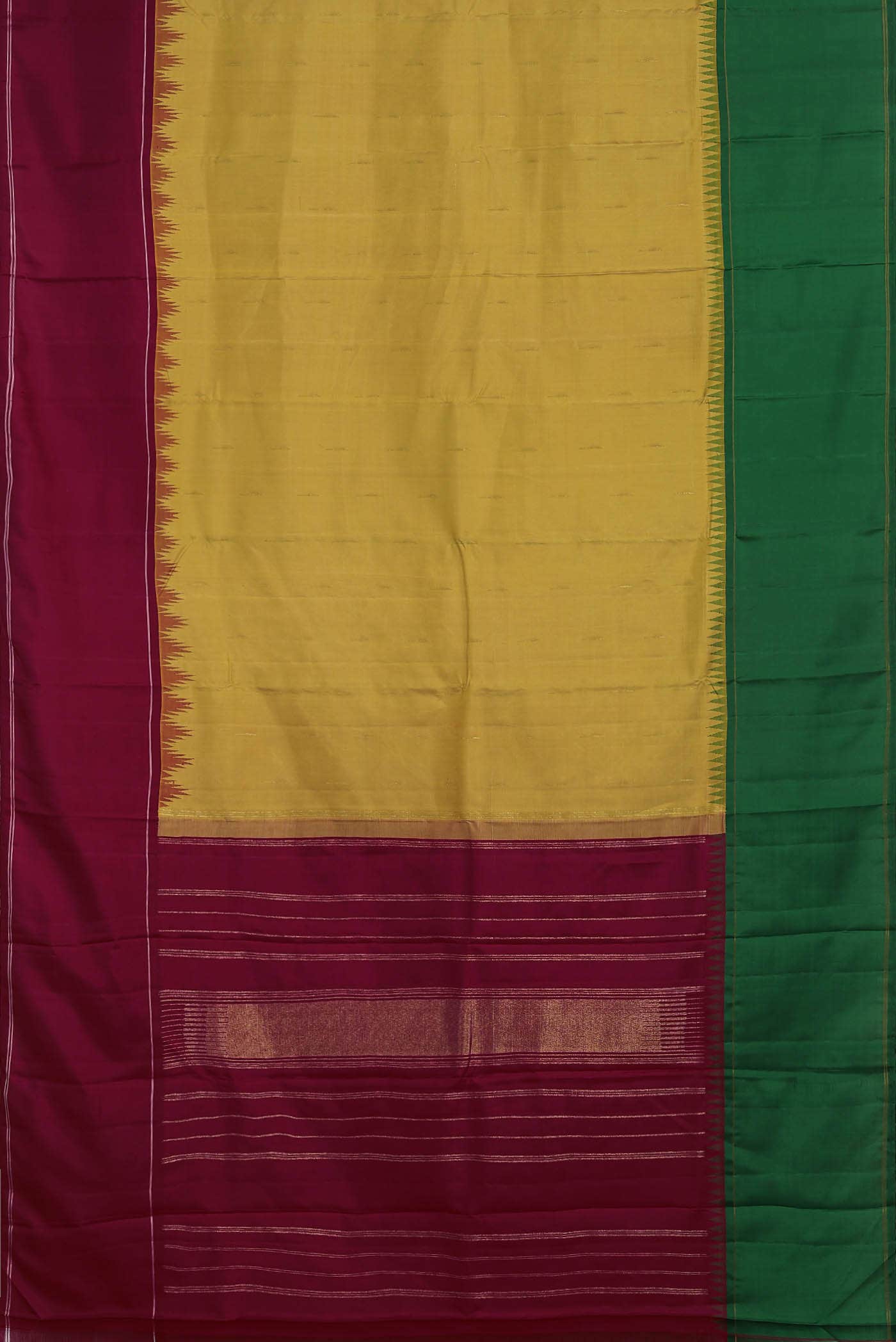 Pure Silk Pure Zari Yellow Kanchipuram Saree