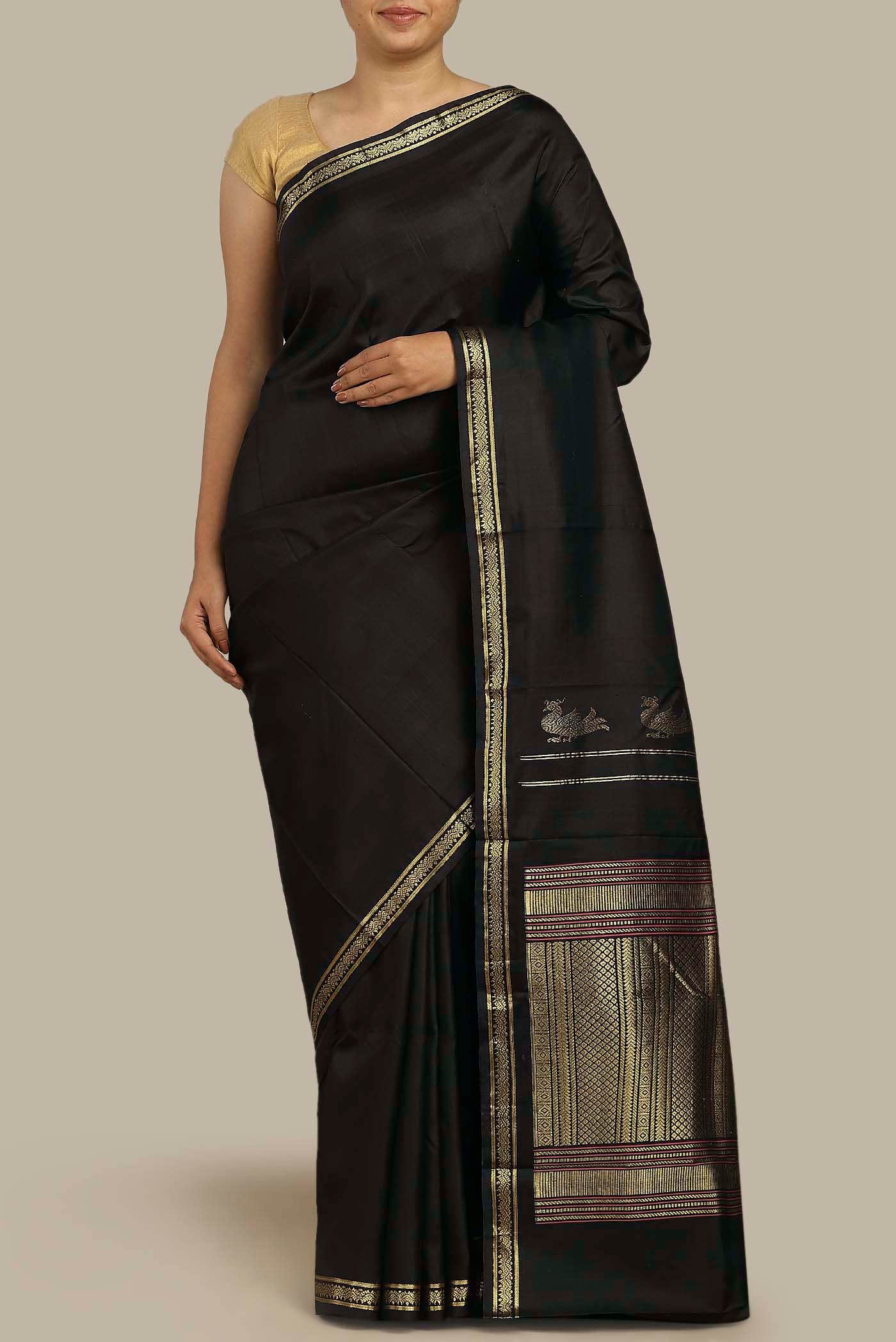Black Kanchipuram Silk Saree