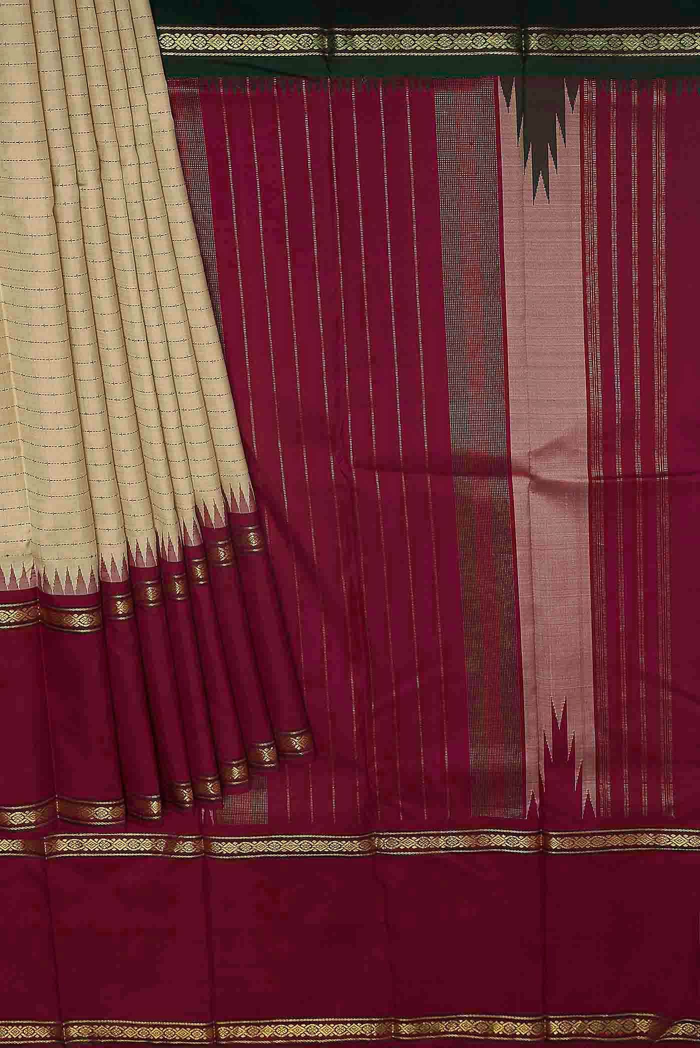 Beige Kanchipuram Silk Saree