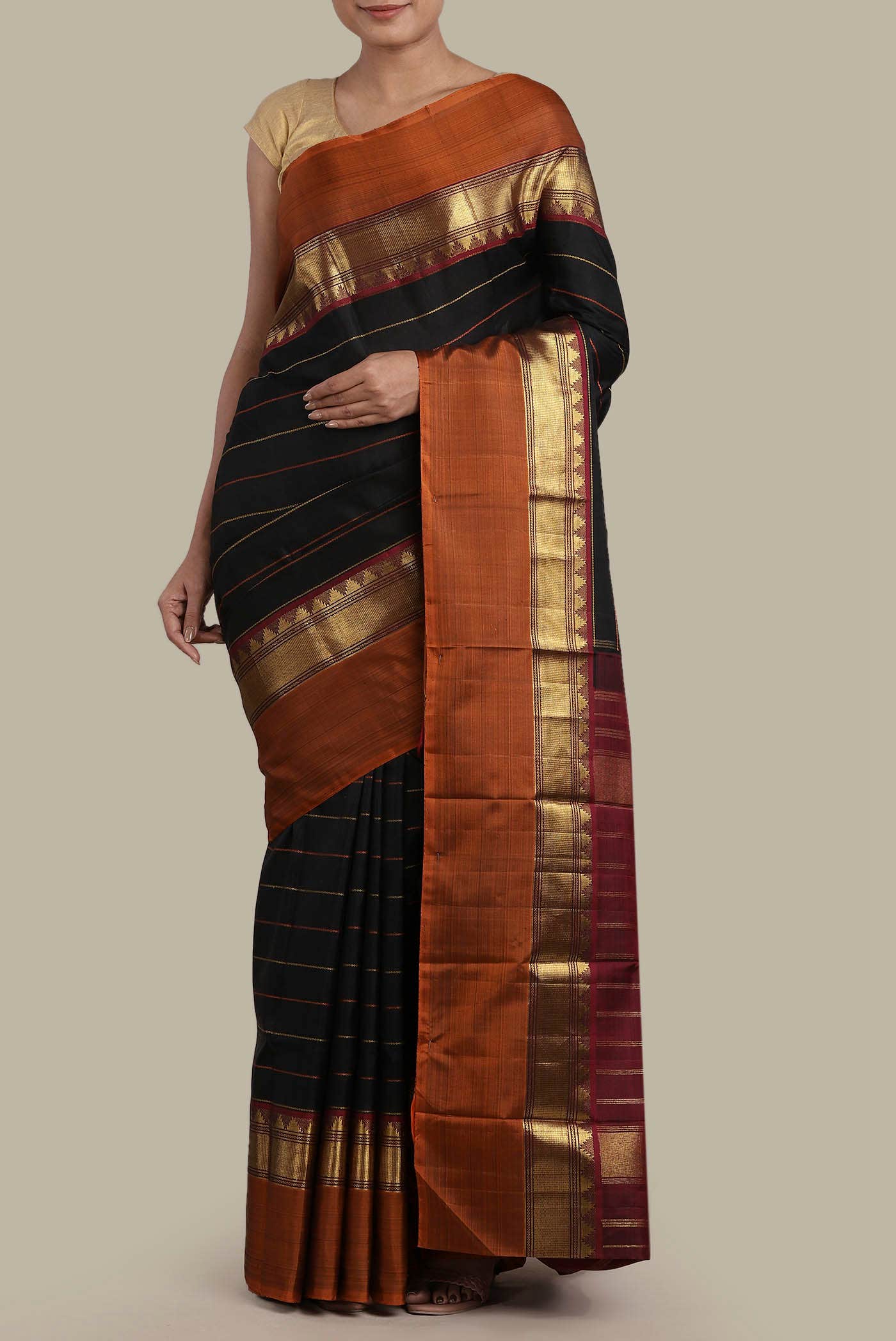 Black Kanchipuram Silk Saree