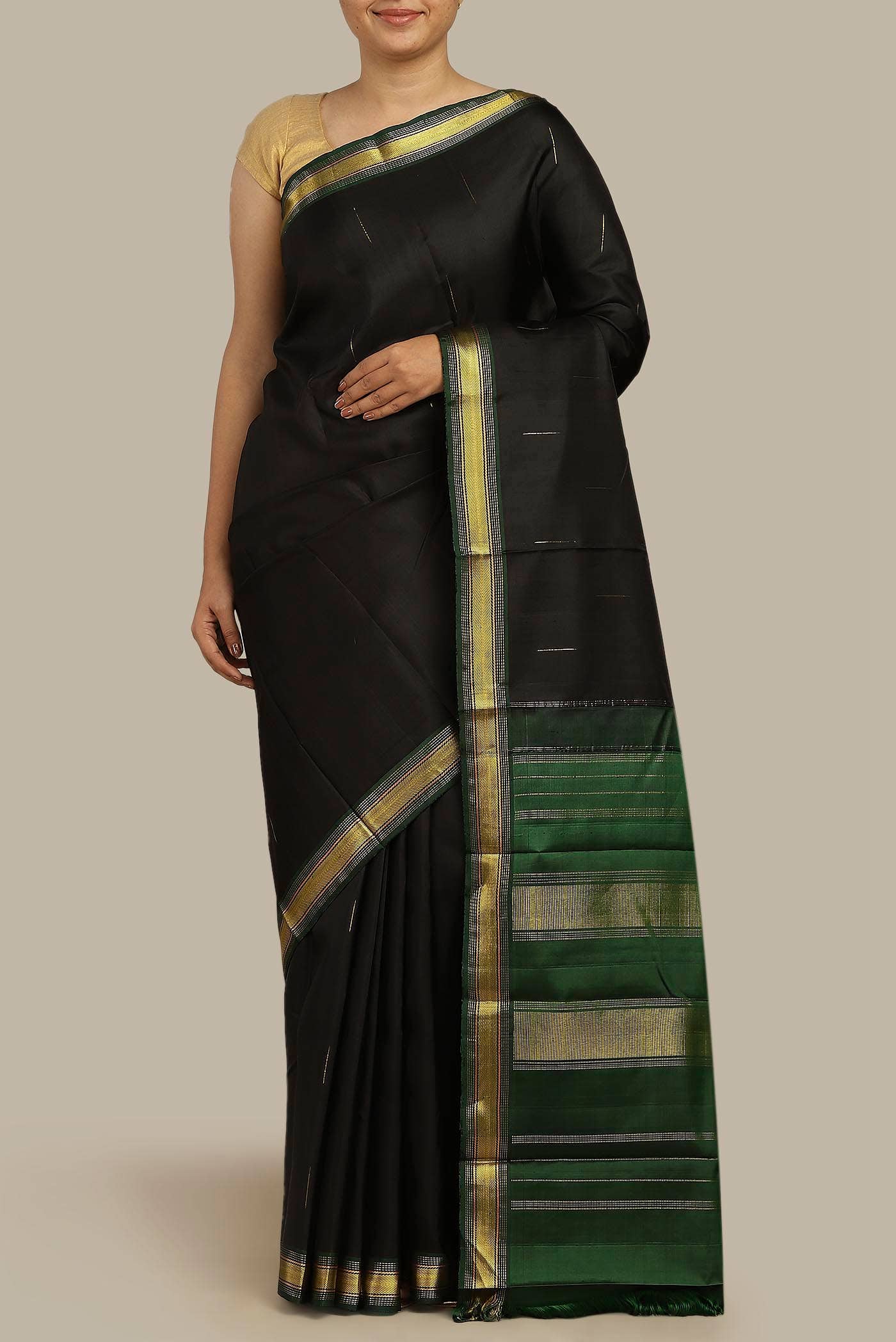 Black Kanchipuram Silk Saree