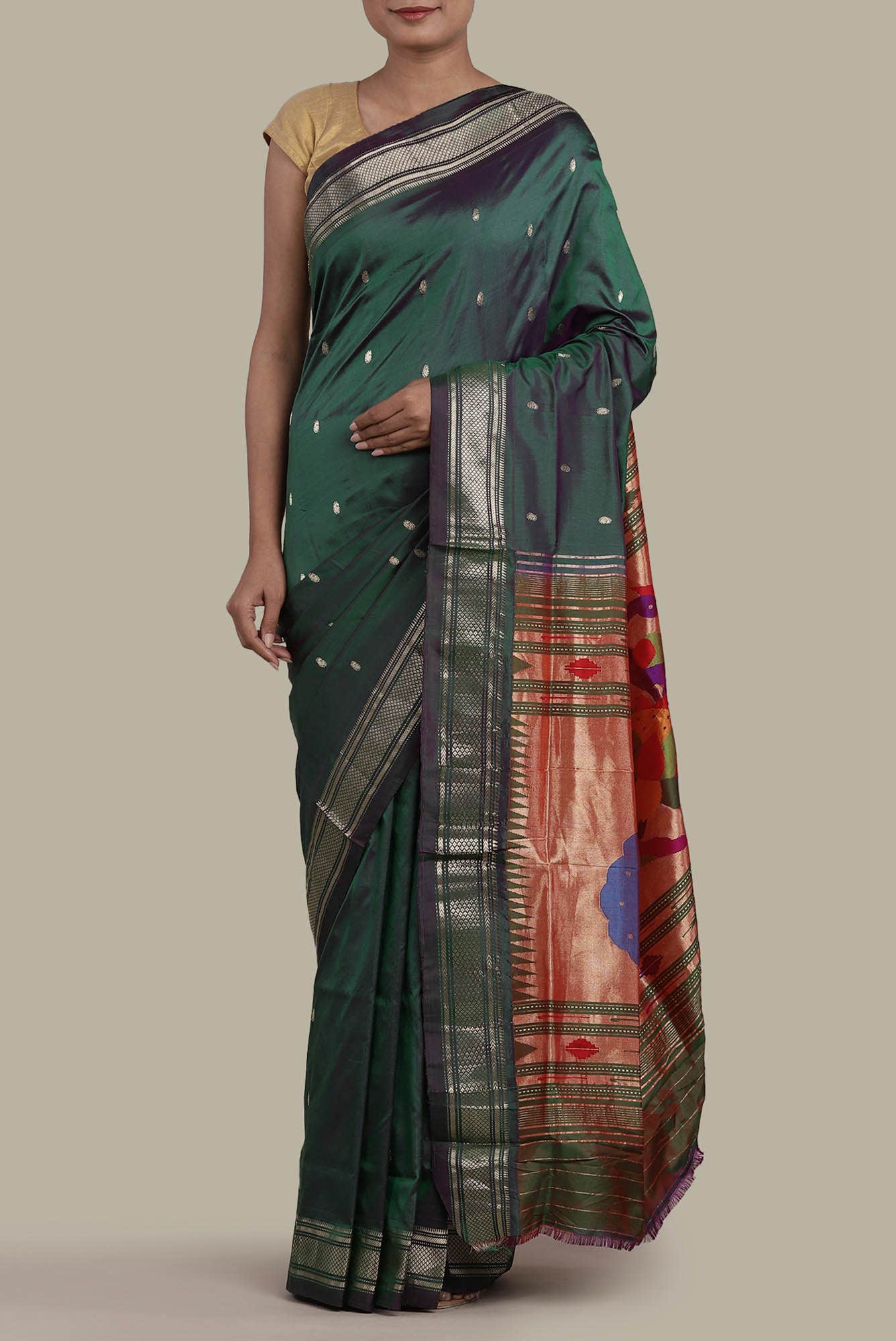 Green Paithani Silk Saree