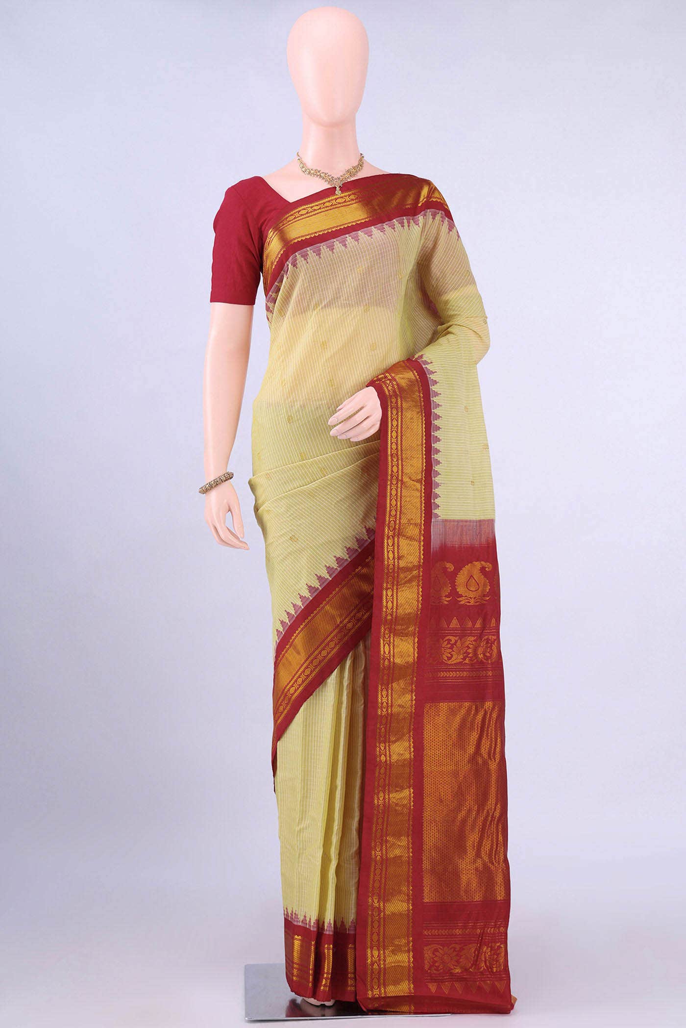 Beige Gadwal Silk Saree