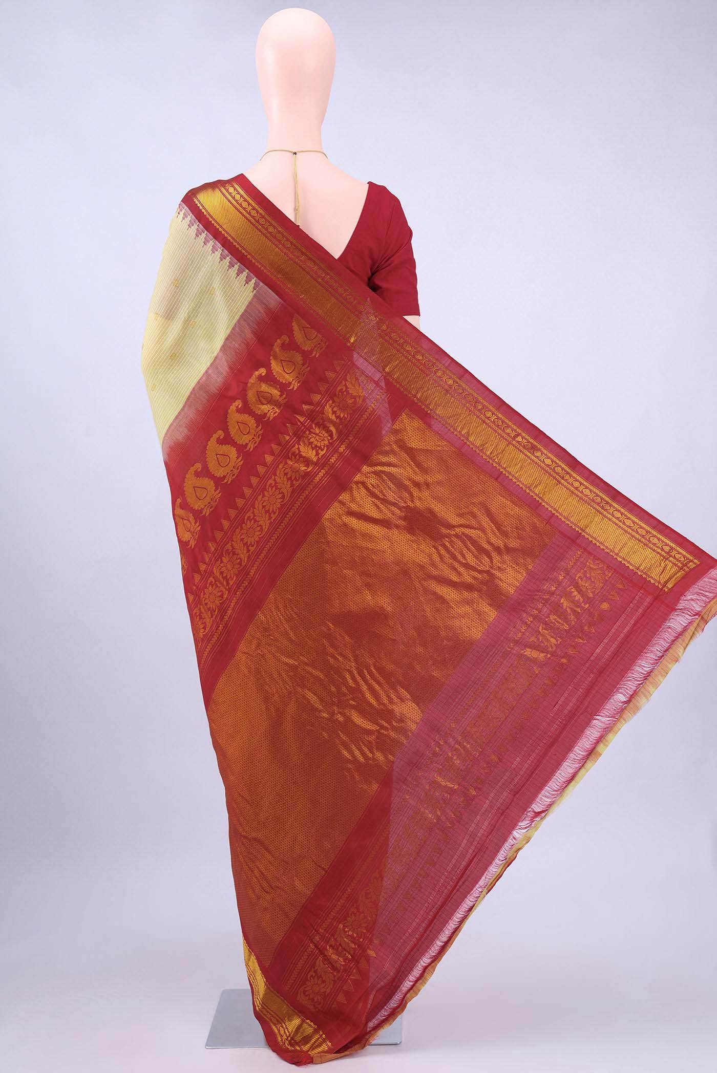 Beige Gadwal Silk Saree
