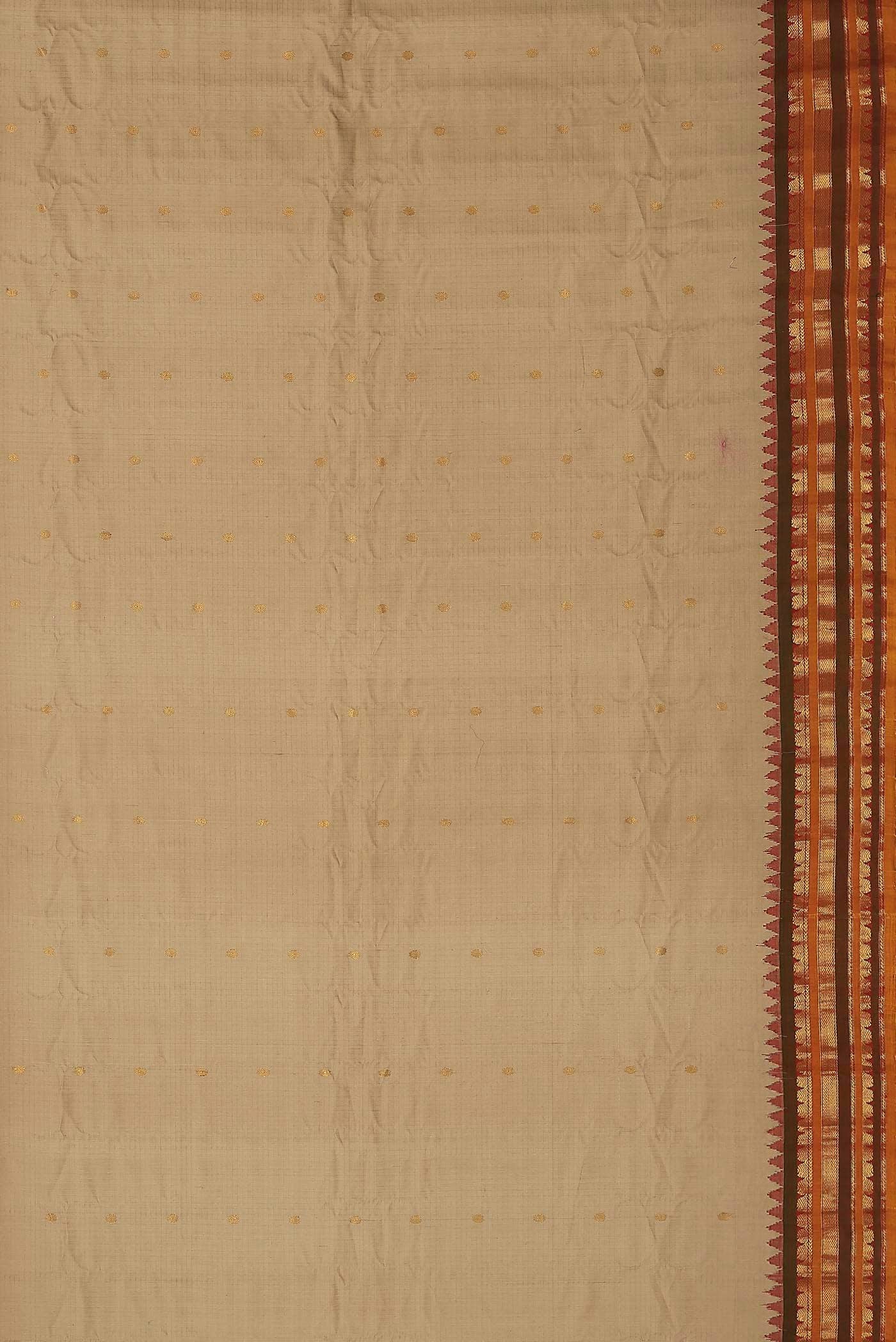 Beige Gadwal Silk Cotton Saree
