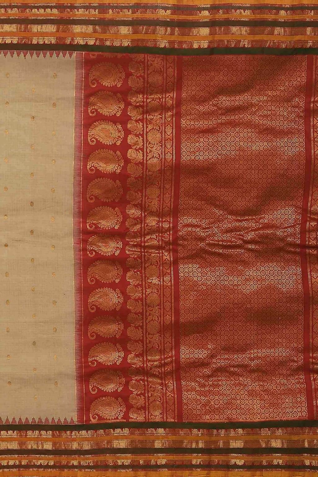 Beige Gadwal Silk Cotton Saree