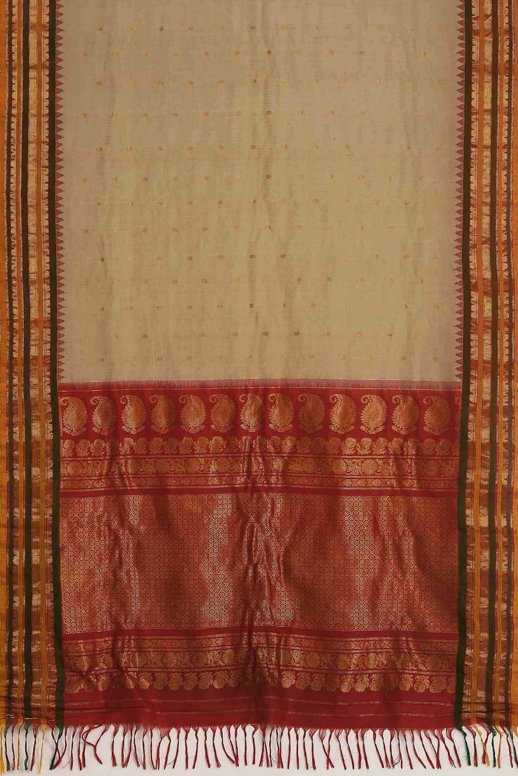 Beige Gadwal Silk Cotton Saree