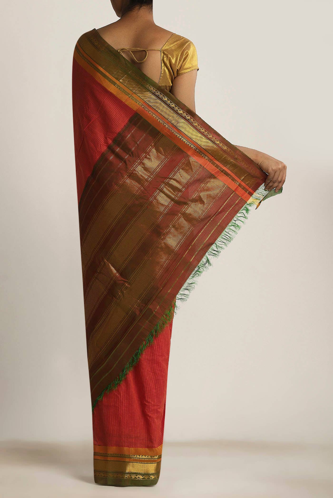 Orange Gadwal cotton Saree