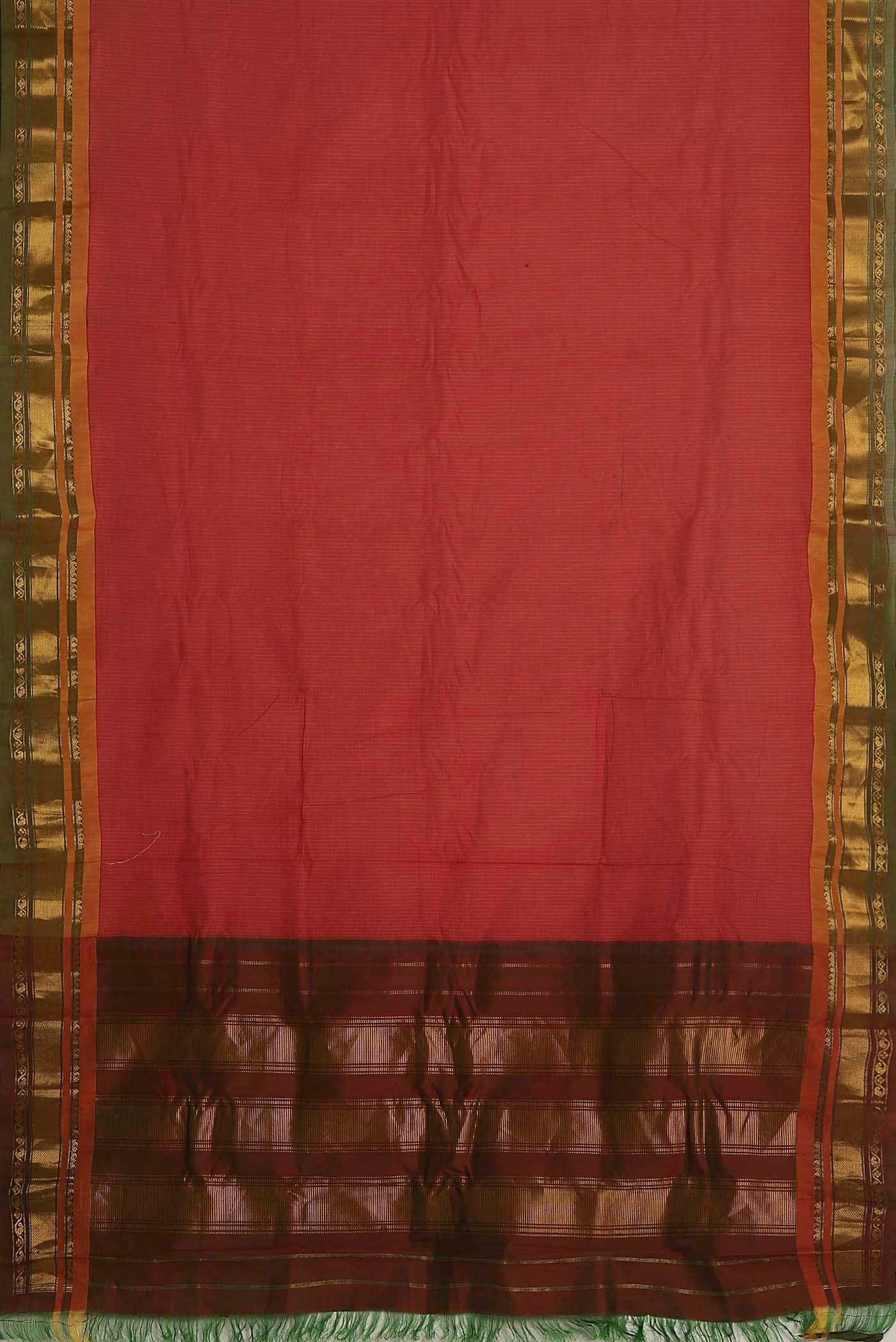 Orange Gadwal cotton Saree