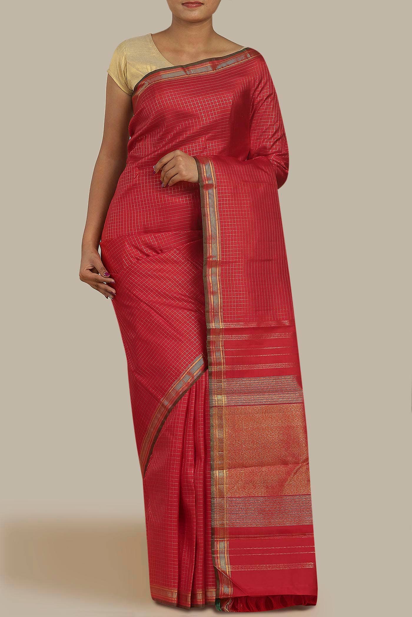 Pure Silk Pure Zari Red Kanchipuram Saree