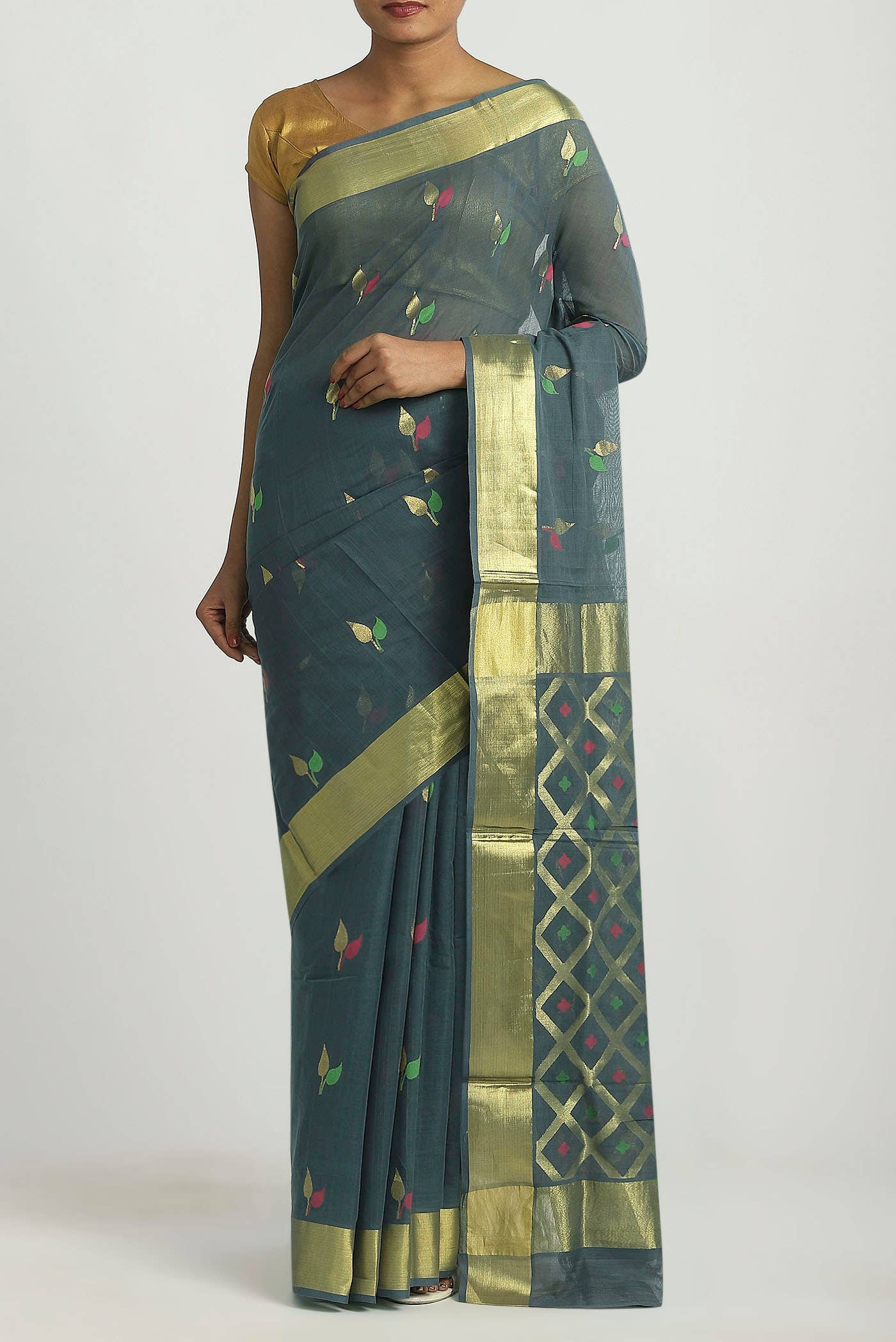Grey Venkatagiri Cotton Saree
