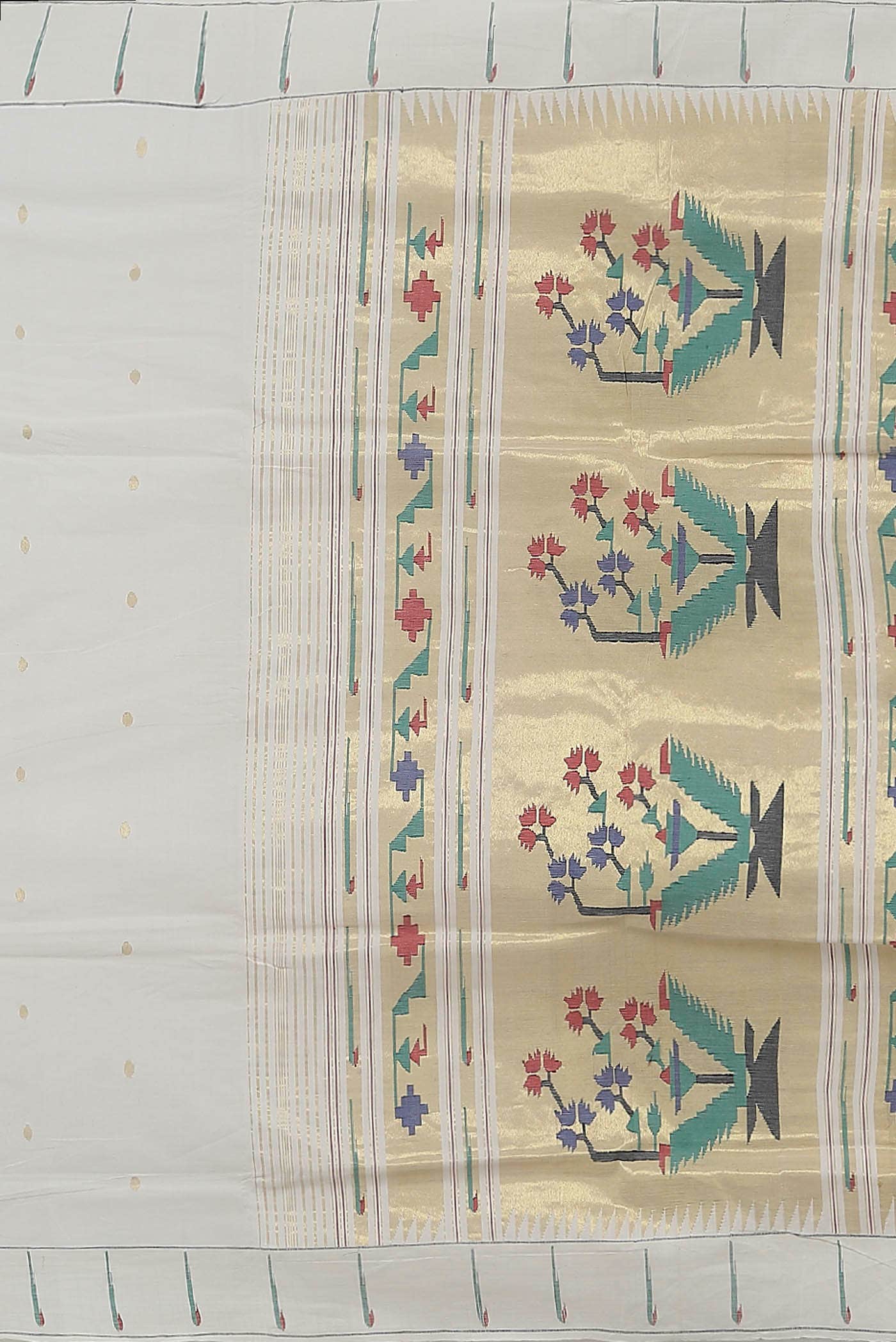 White Paithani Cotton Saree