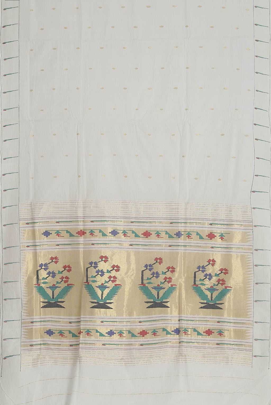 White Paithani Cotton Saree