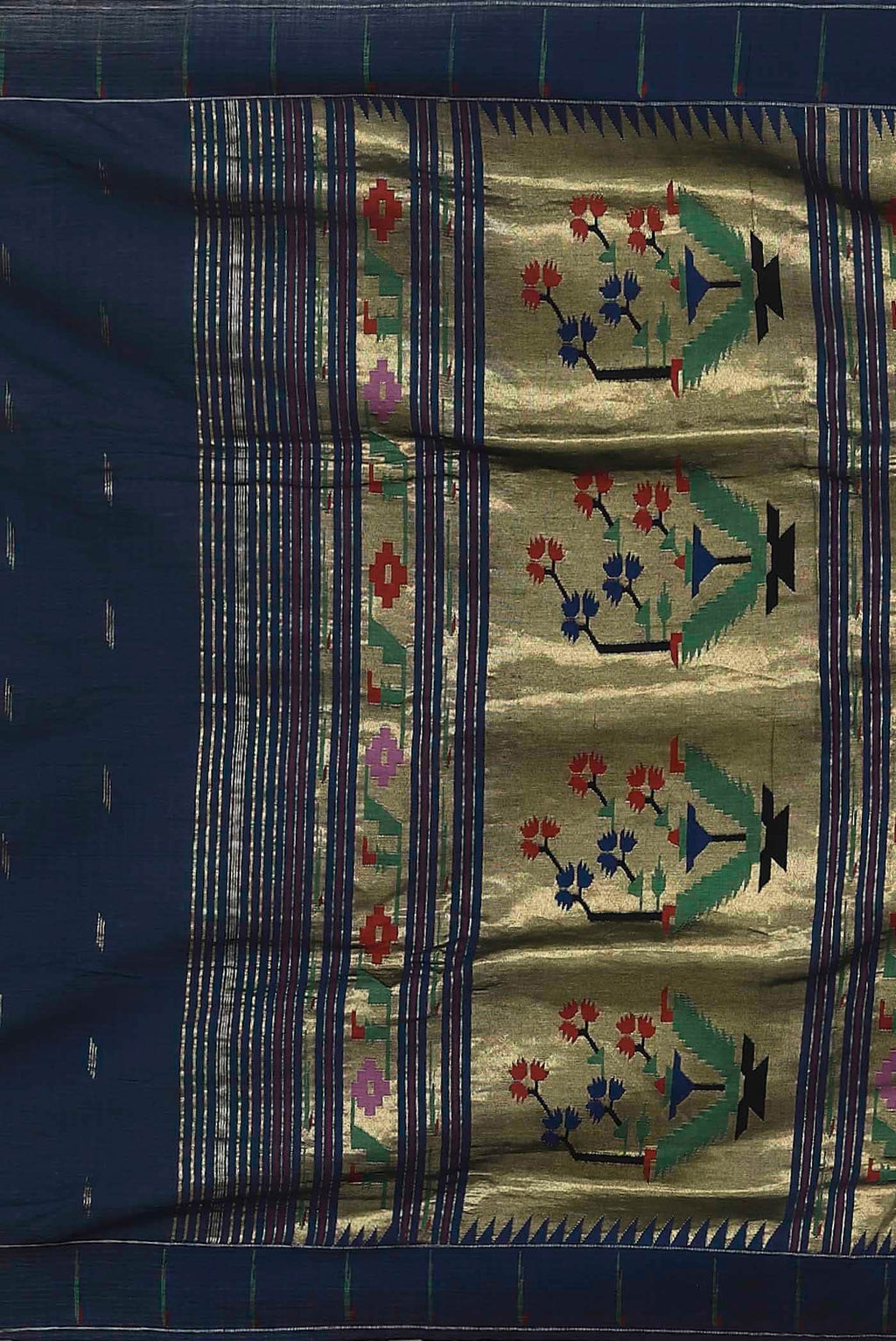 Navy Blue Paithani Cotton Saree