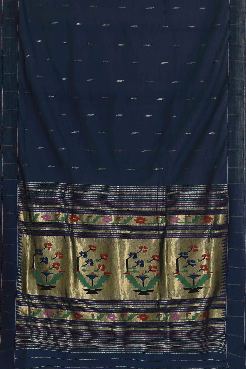Navy Blue Paithani Cotton Saree