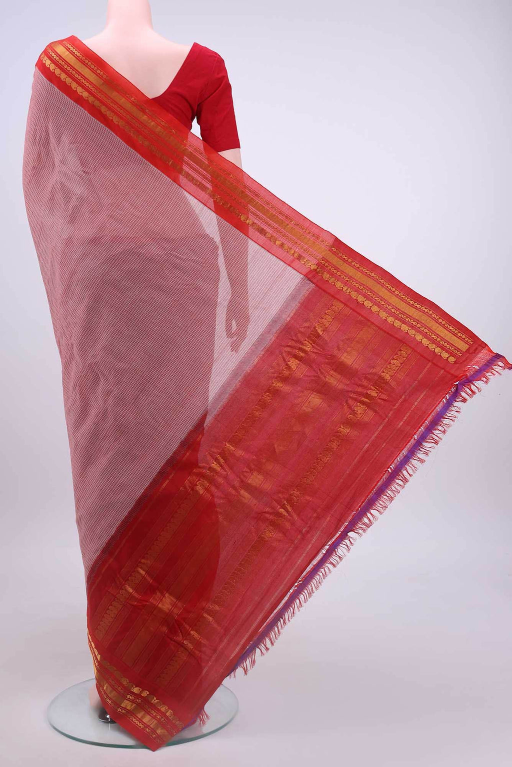 Red Gadwal Silk Cotton Saree