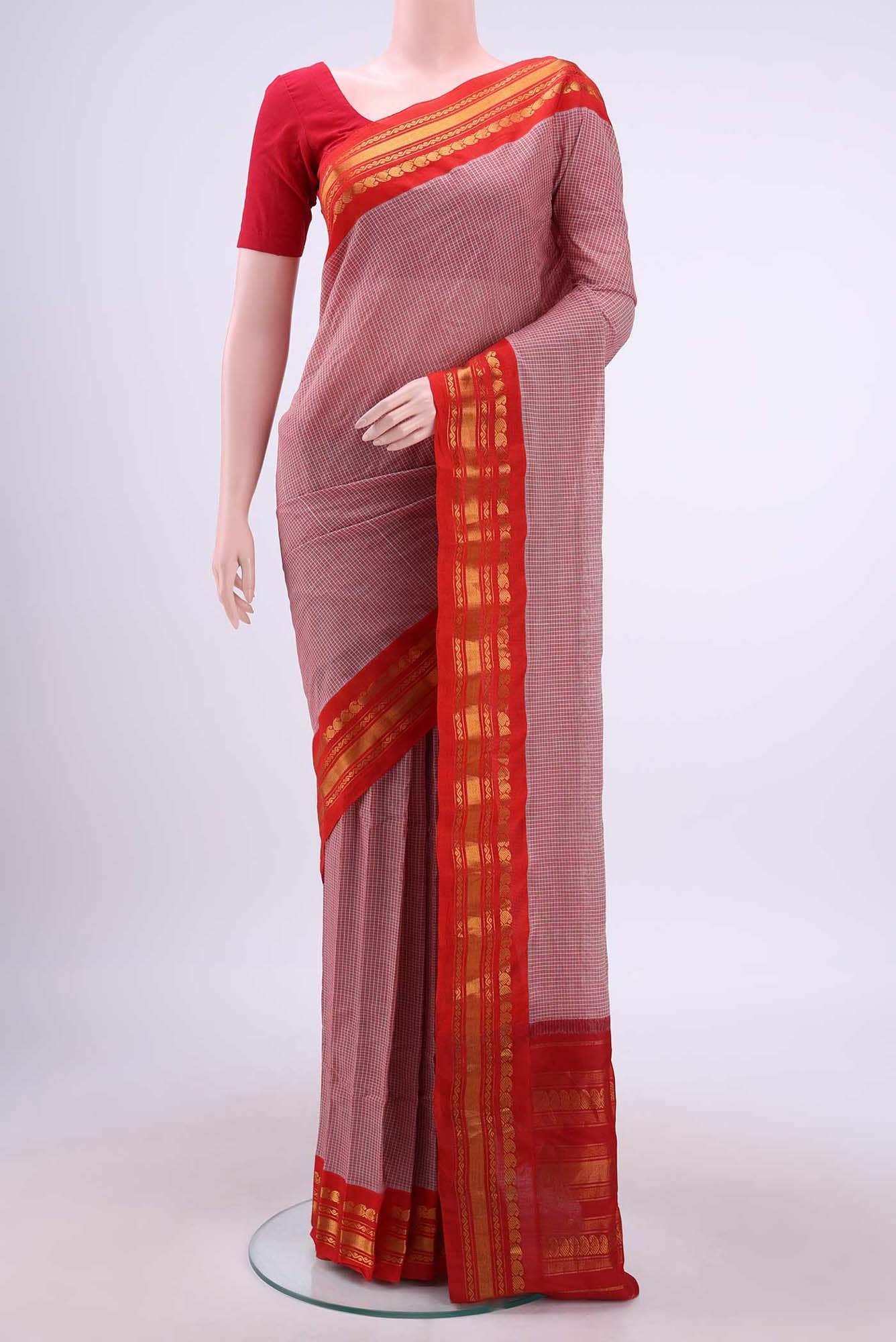 Red Gadwal Silk Cotton Saree
