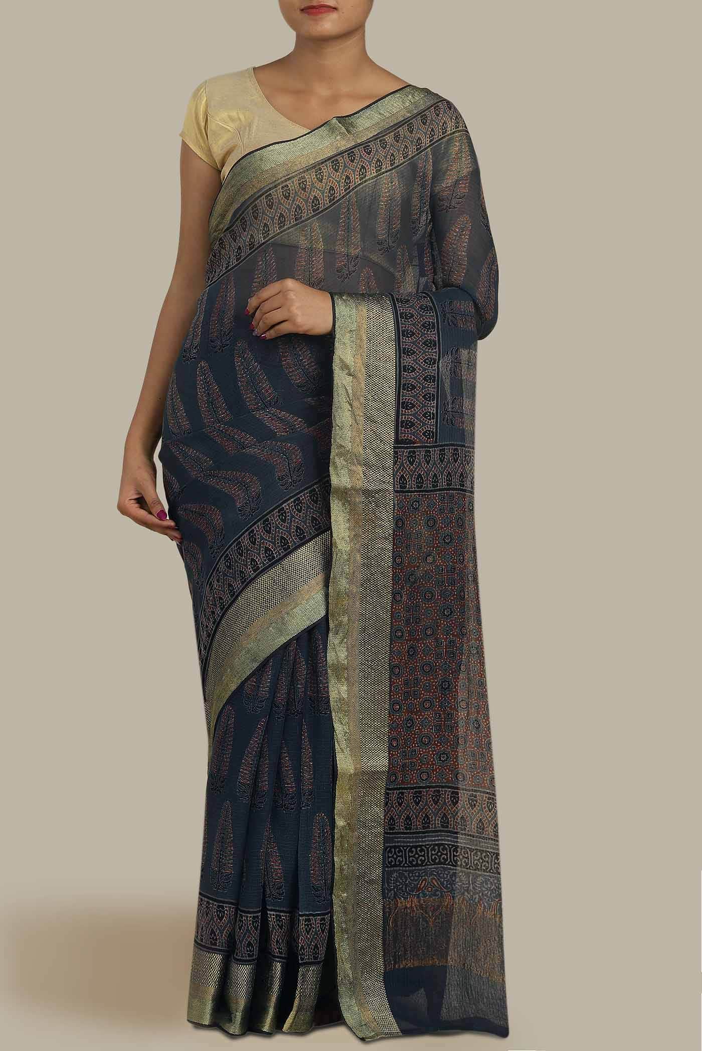 Blue Kota Cotton Saree
