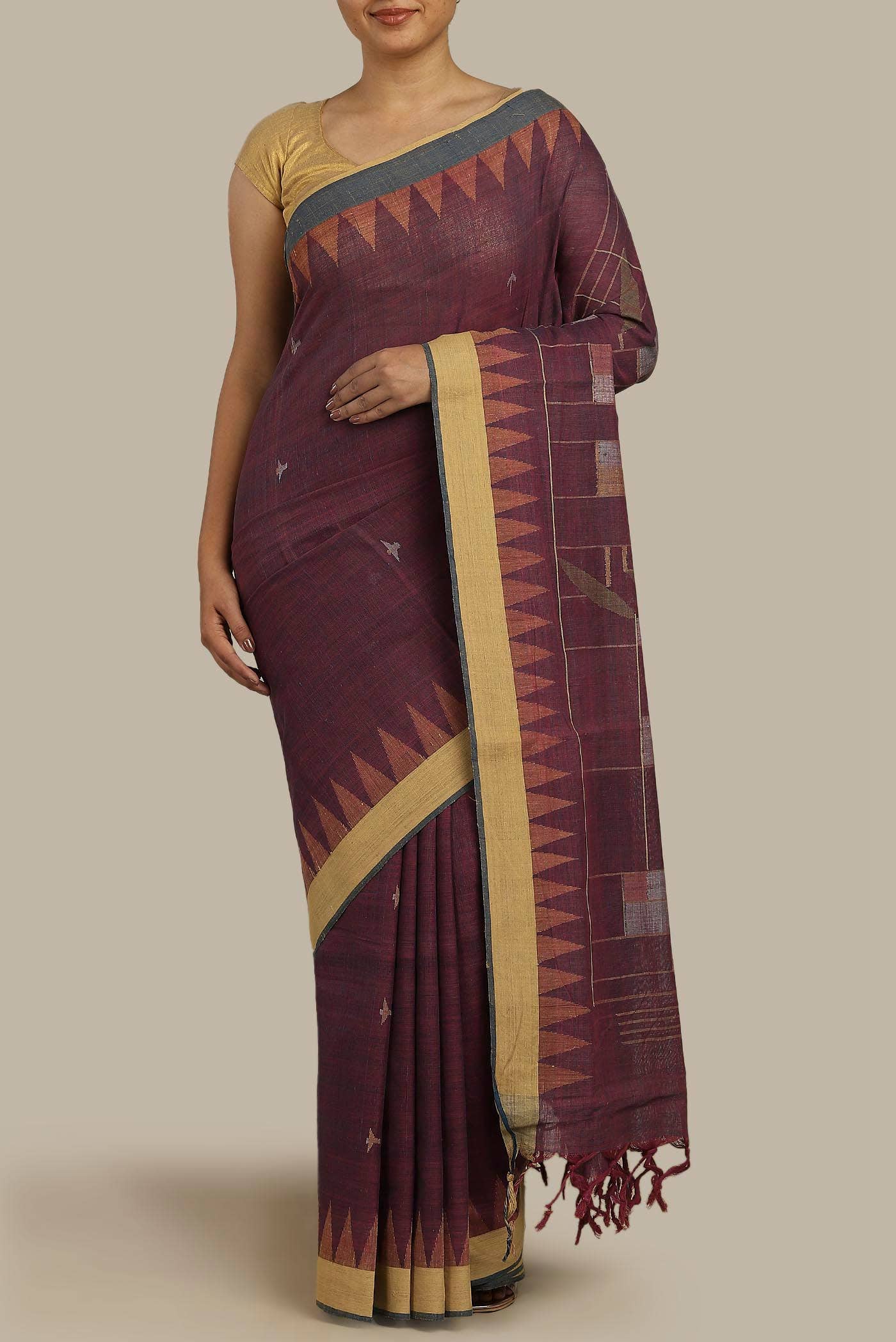 Maroon Uppada Cotton Saree