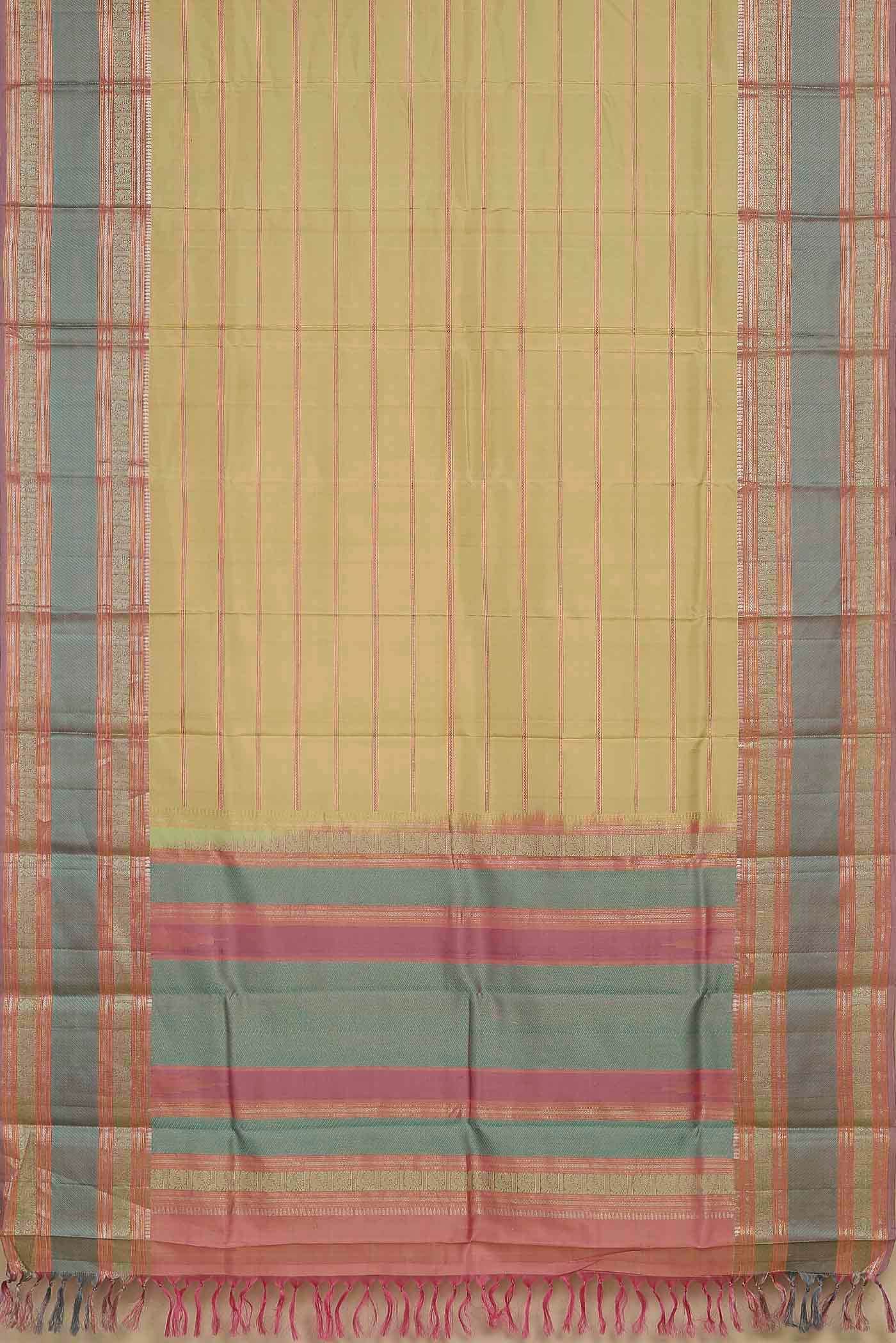 Beige Kanchipuram Silk Saree