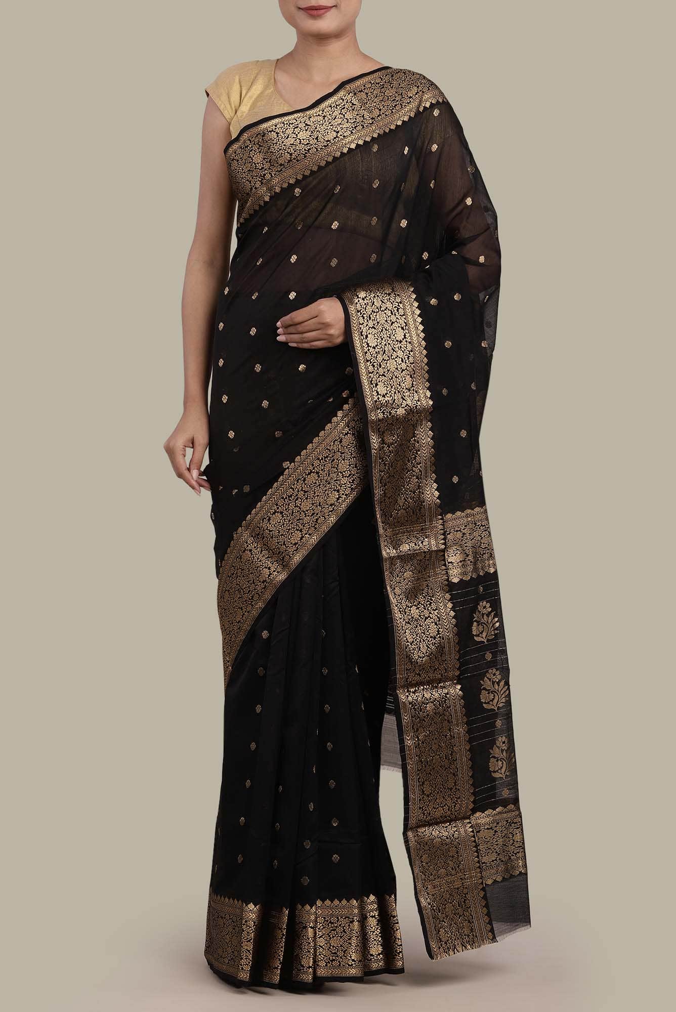 Brown Chanderi Silk Cotton Saree