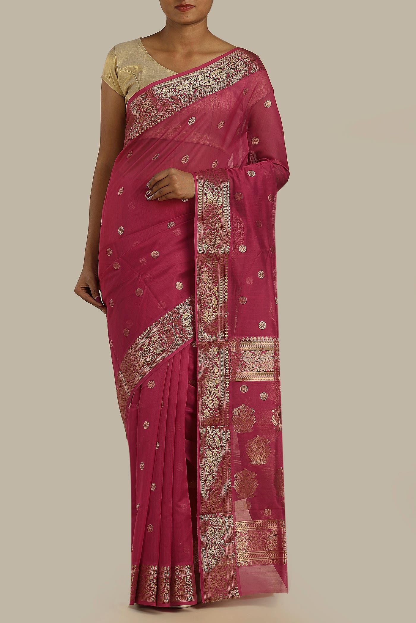 Pink Chanderi Silk Cotton Saree