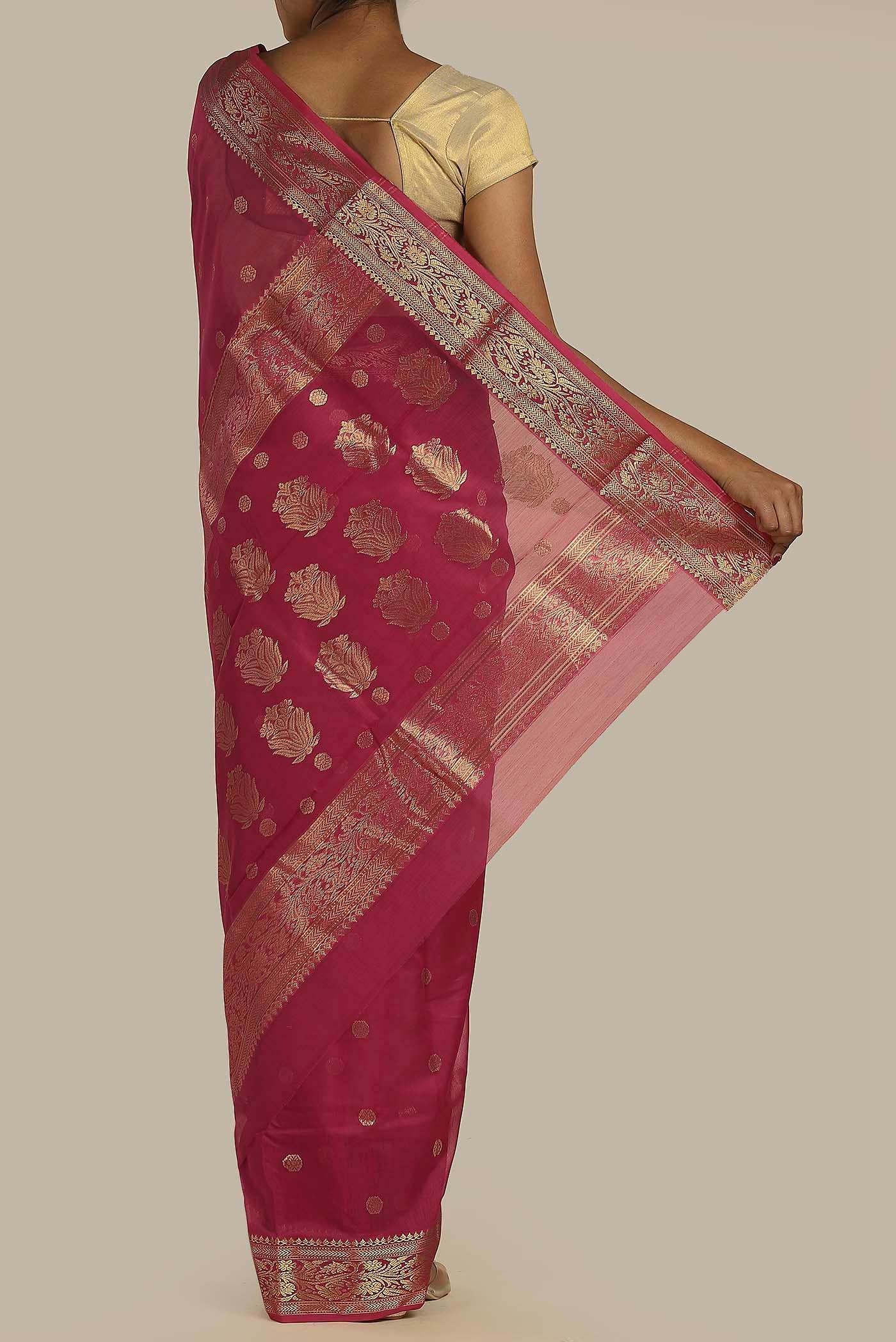 Pink Chanderi Silk Cotton Saree