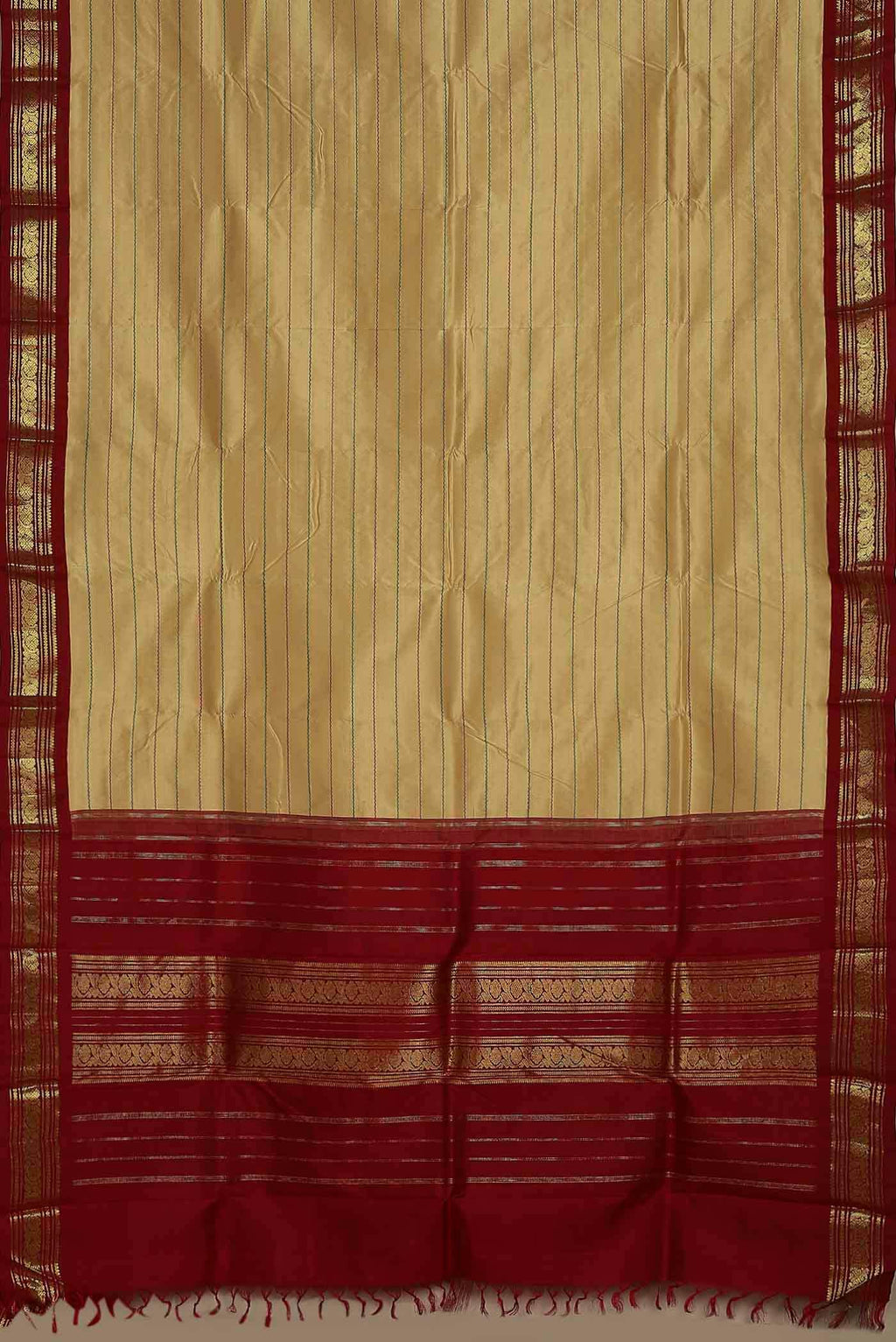 Beige Kanchipuram Silk Saree