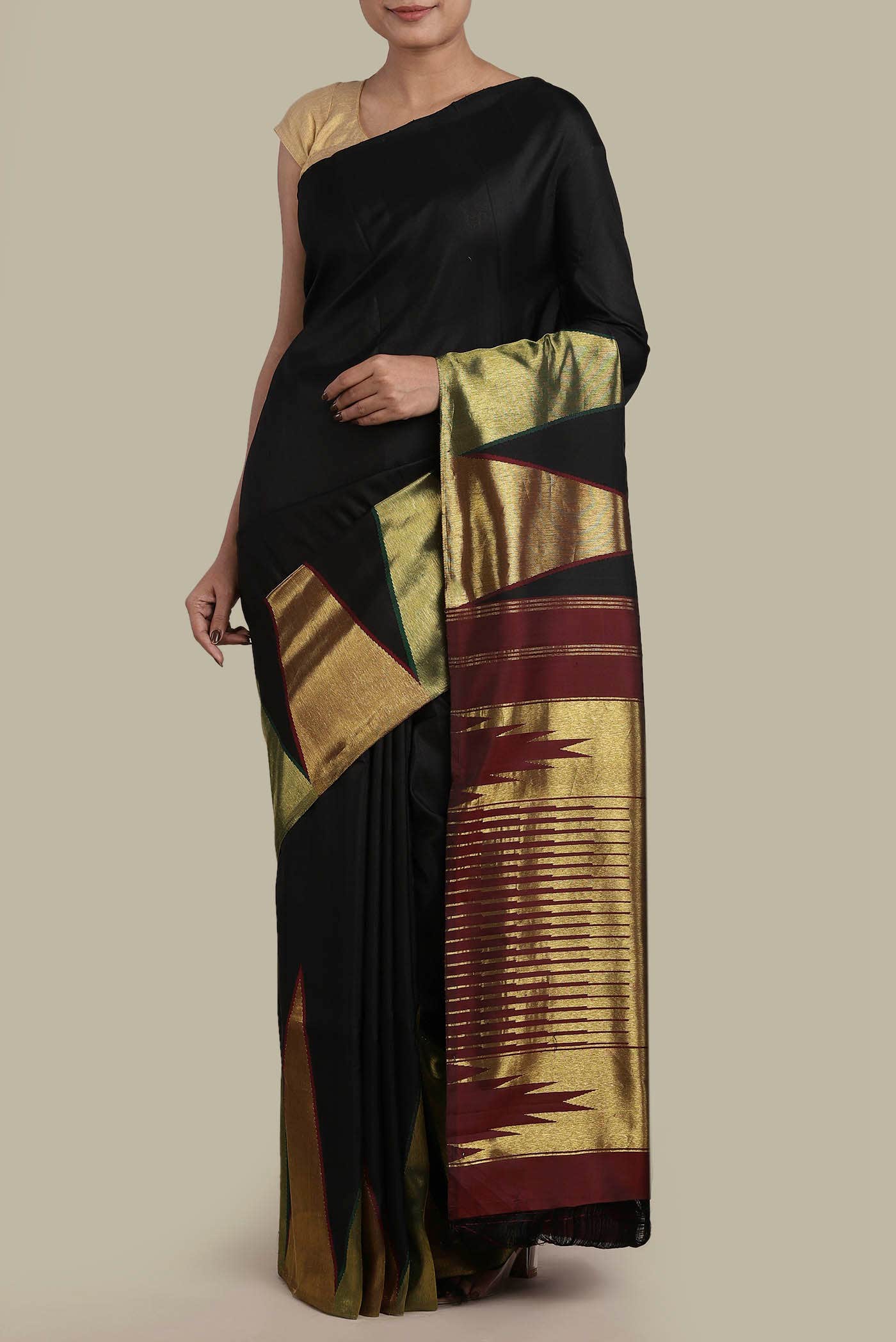 Black Kanchipuram Silk Saree