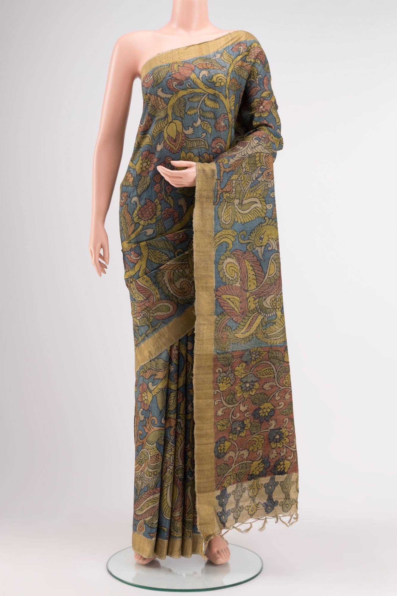 Maroon Tussar Silk Saree