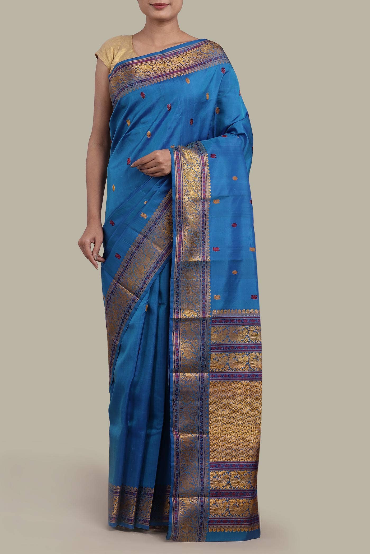 Blue Kanchipuram Silk Saree