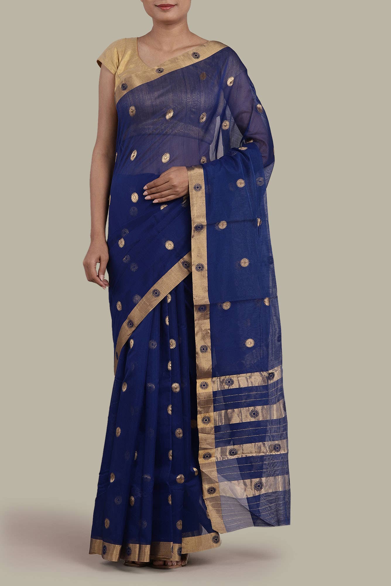 Blue Chanderi Silk Cotton Saree