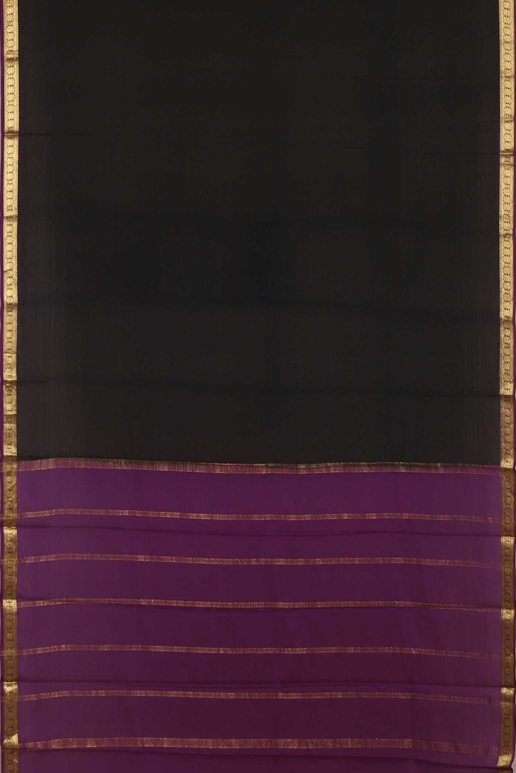 Black Mysore Crepe Saree