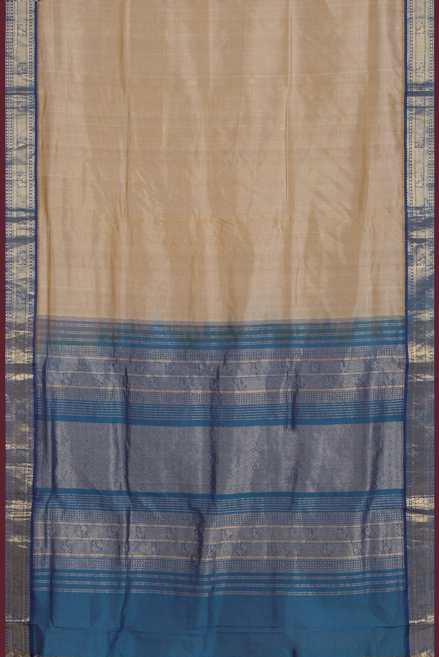 Beige Silk Cotton Saree