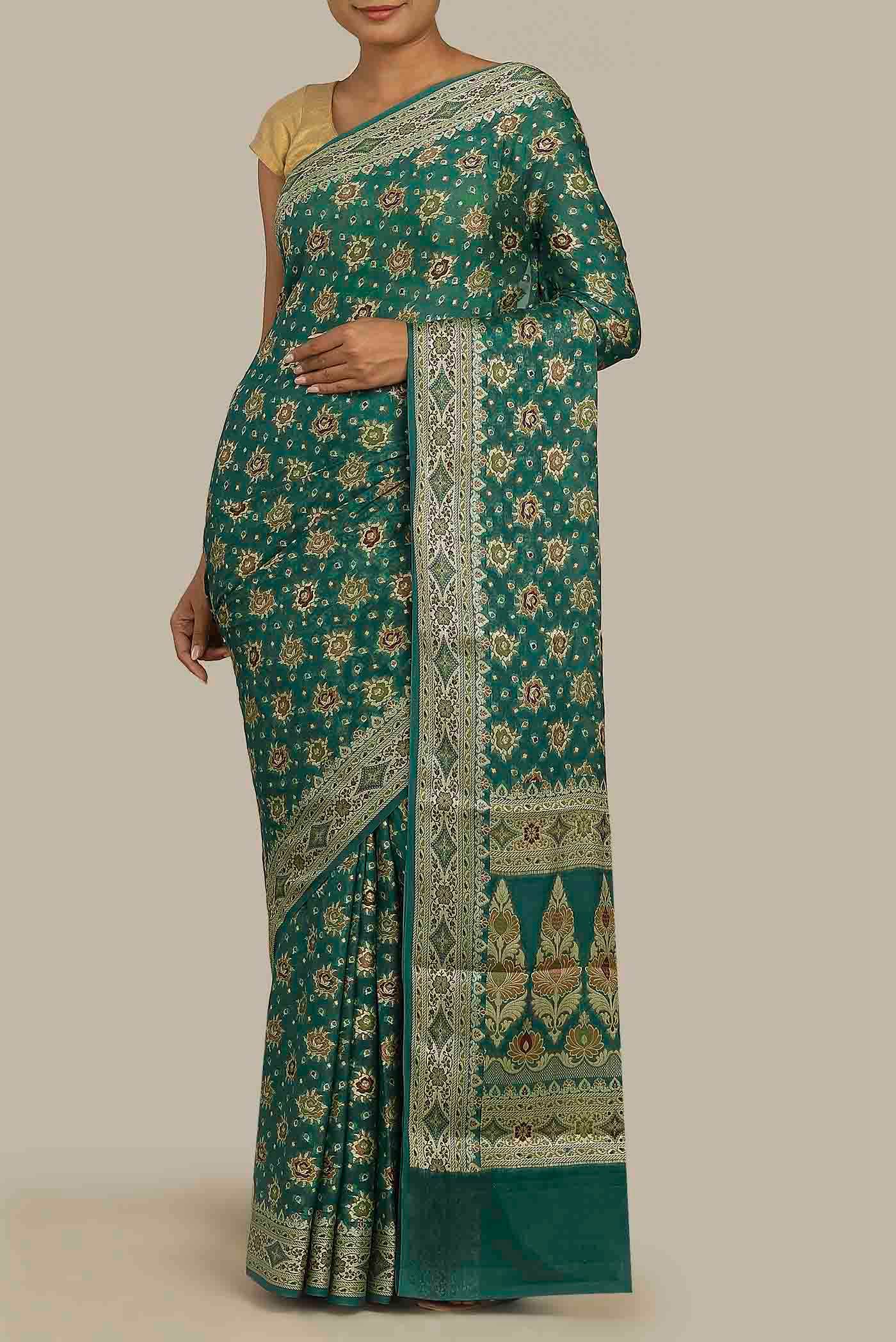 Green Banarasi Georgette Saree